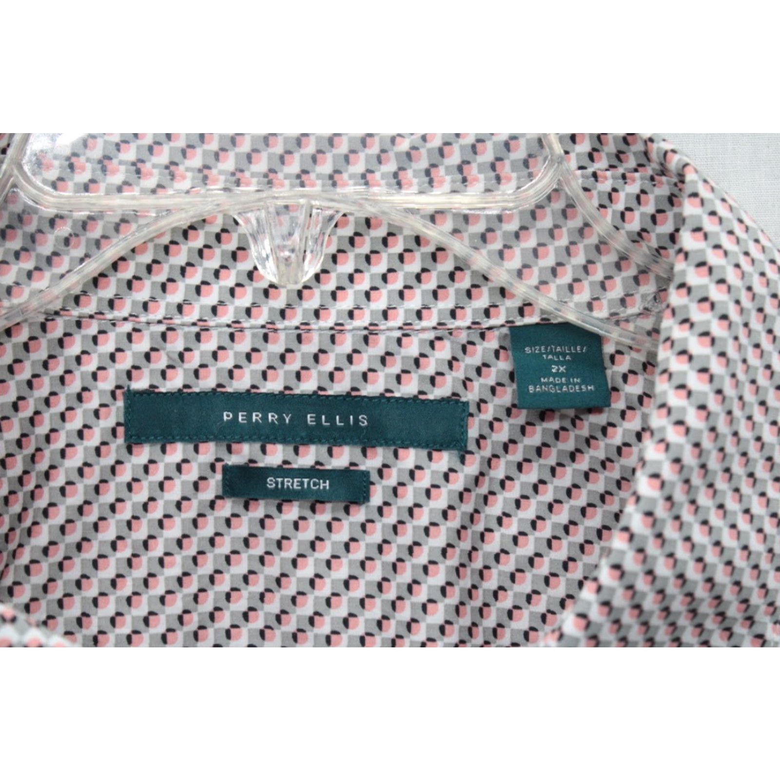 Perry Ellis Perry Ellis Oeko-Tek Stretch Shirt Mens 2XL Long Sleeve Button-Up Mini Cube Print Size US XXL / EU 58 / 5 - 4 Thumbnail