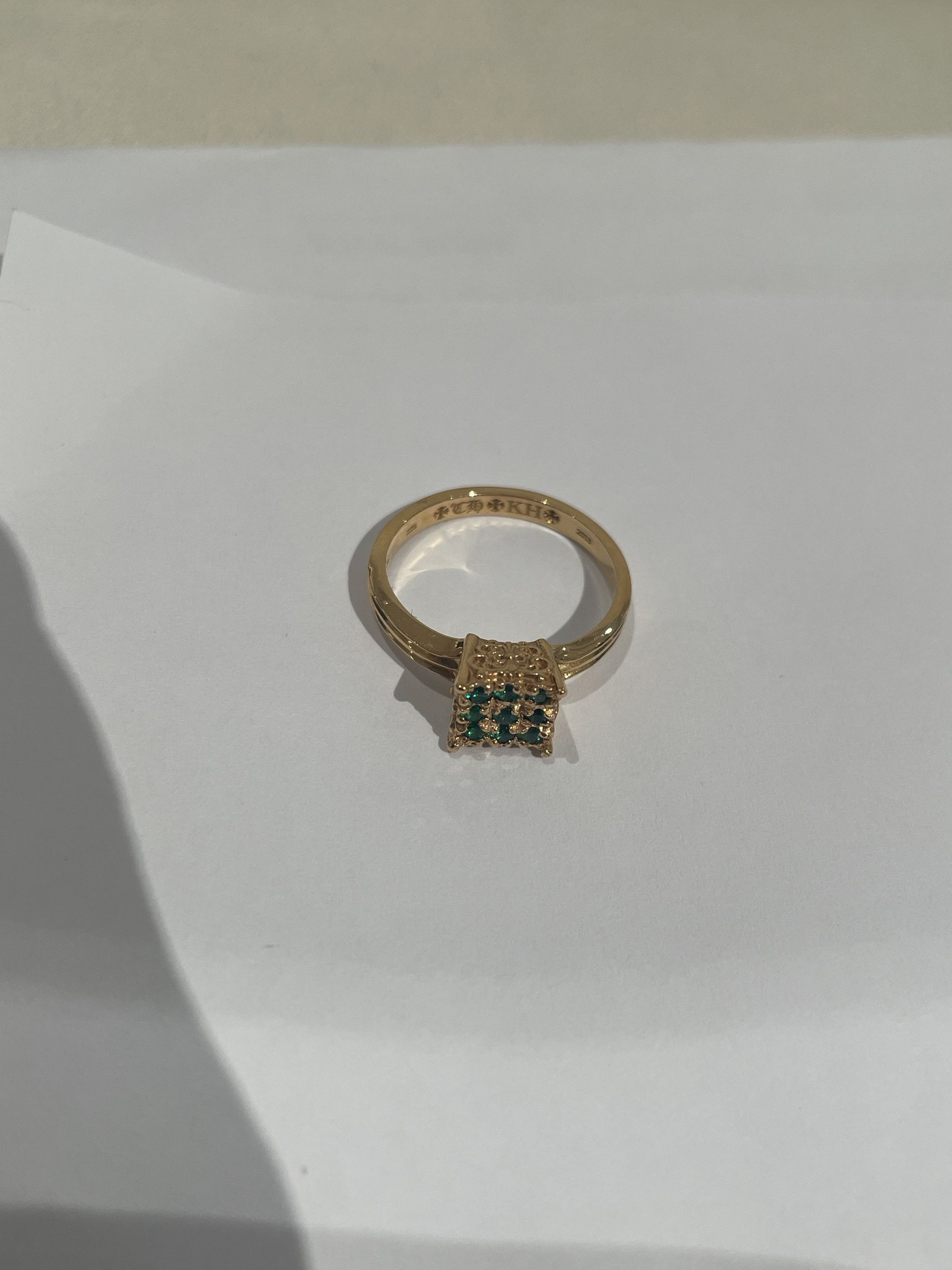 Chrome Hearts Chrome Hearts 22k Gold Emerald KH Cocktail Ring Size ONE SIZE - 10 Thumbnail