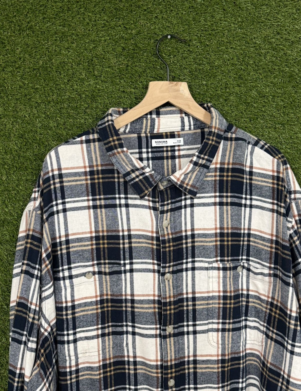 Sonoma Sonoma Flannel Plaid Pocket Work Shirt 4XB XXXXL Size US XXL / EU 58 / 5 - 2 Thumbnail
