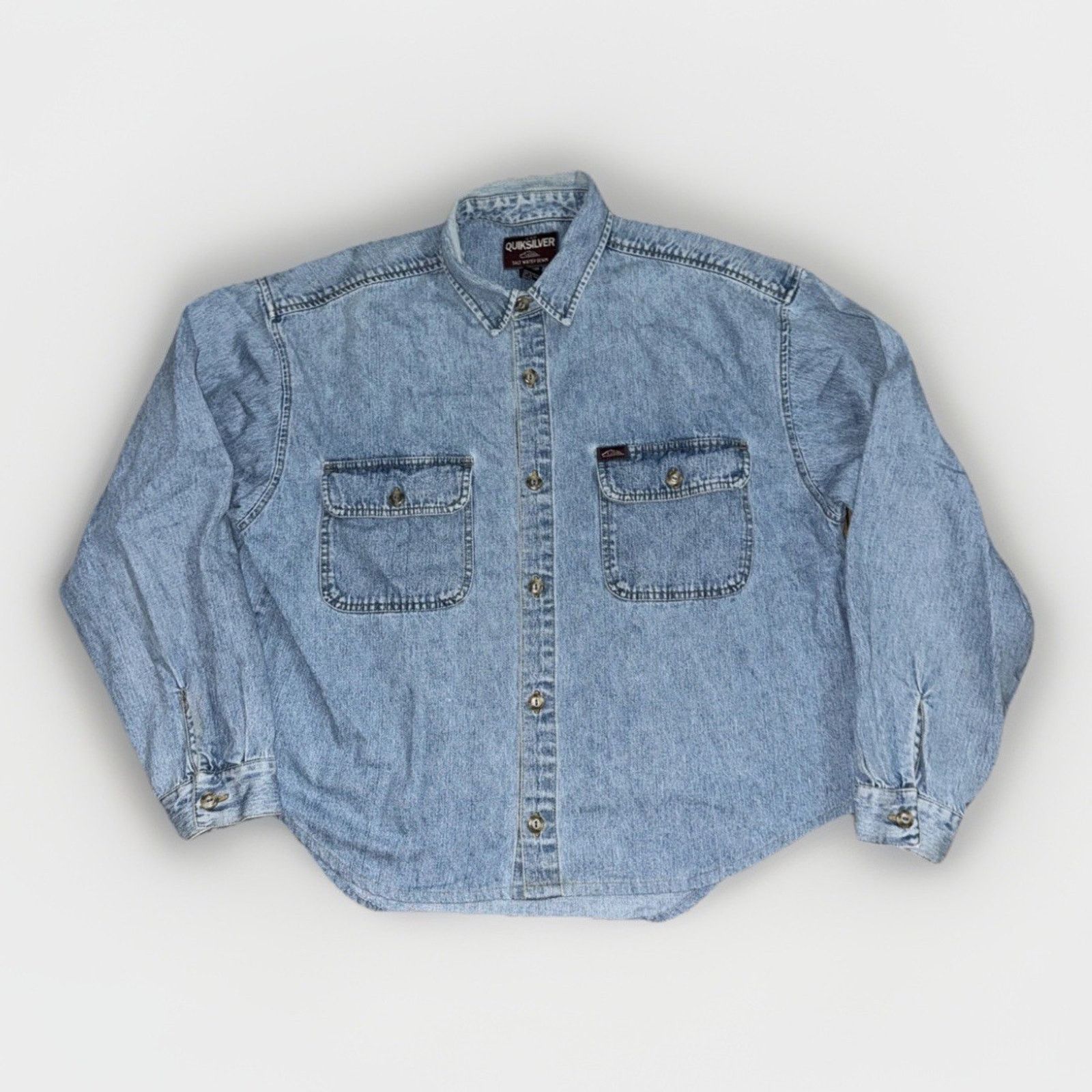 Quiksilver × Vintage Vintage Quiksilver Denim Chore Jacket Salt Water Wash Blue L Size US L / EU 52-54 / 3 - 1 Thumbnail