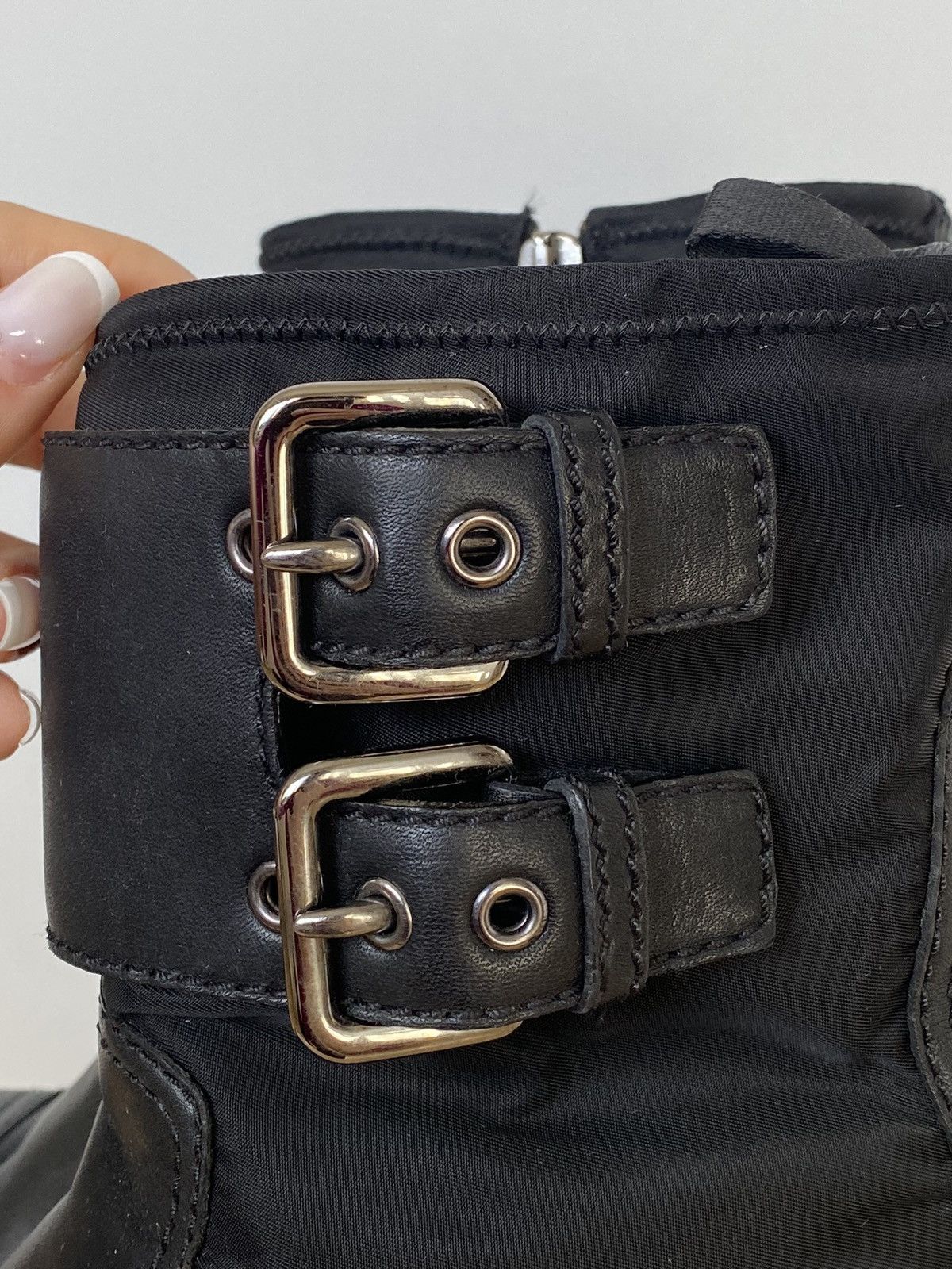 Prada × Vintage Prada Biker Nylon Leather Boots Buckle Size US 8 / IT 38 - 2 Thumbnail