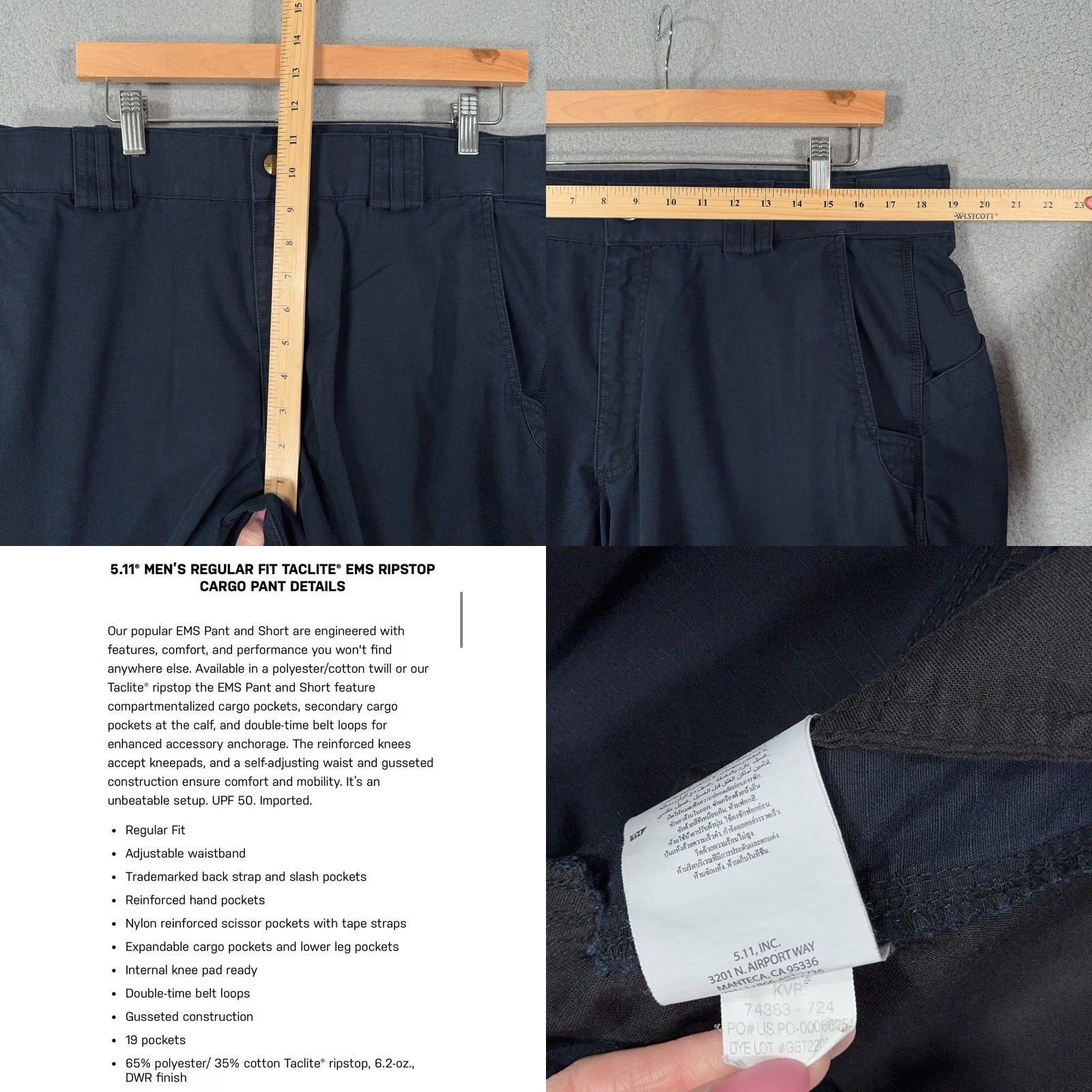Vintage 5.11 Tactical Cargo Pants Mens 38x29 Navy TacLite EMS Ripstop Workwear Pants Size US 38 / EU 54 - 8 Thumbnail
