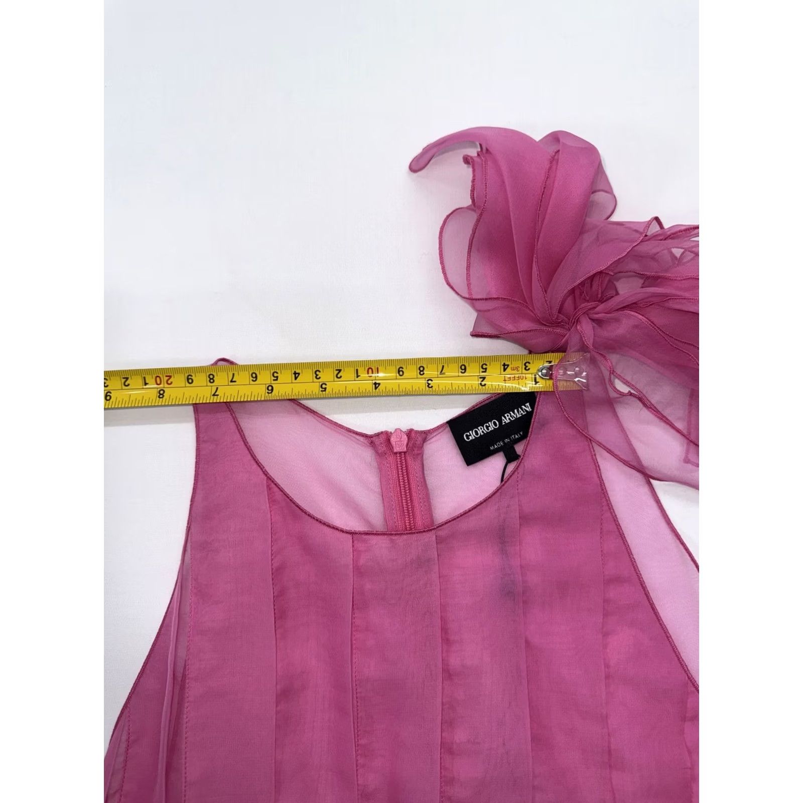 Giorgio Armani GIORGIO ARMANI Magenta Silk Dress—Womens Sleeveless Knee-length 46, BNWT, Crew Neck, Solid, Formal, Italy, USA Size 46, Silk Size L / US 10 / IT 46 - 6 Thumbnail