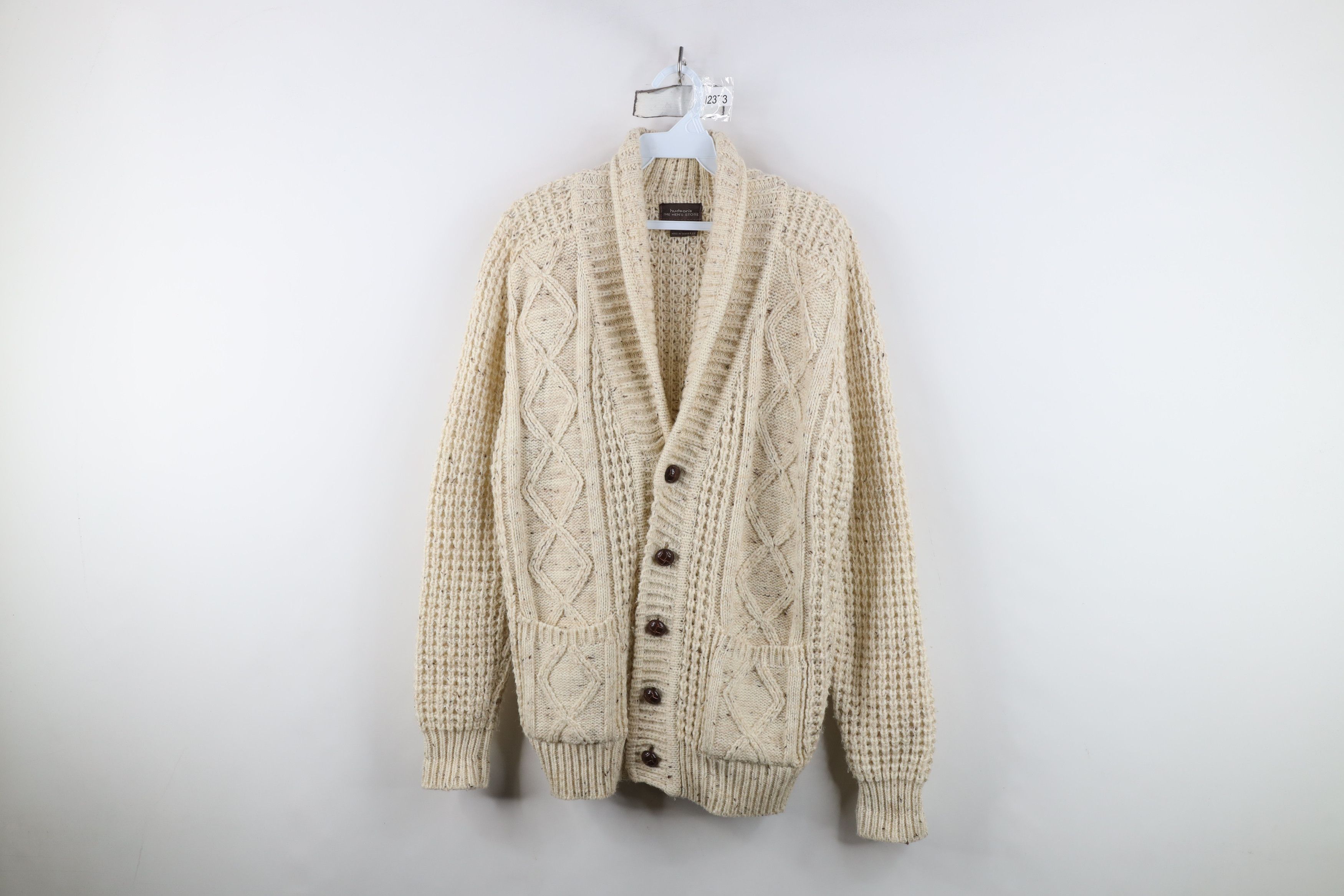 Vintage Vintage 60s Streetwear Cable Knit Fisherman Cardigan Sweater Size US M / EU 48-50 / 2 - 1 Thumbnail