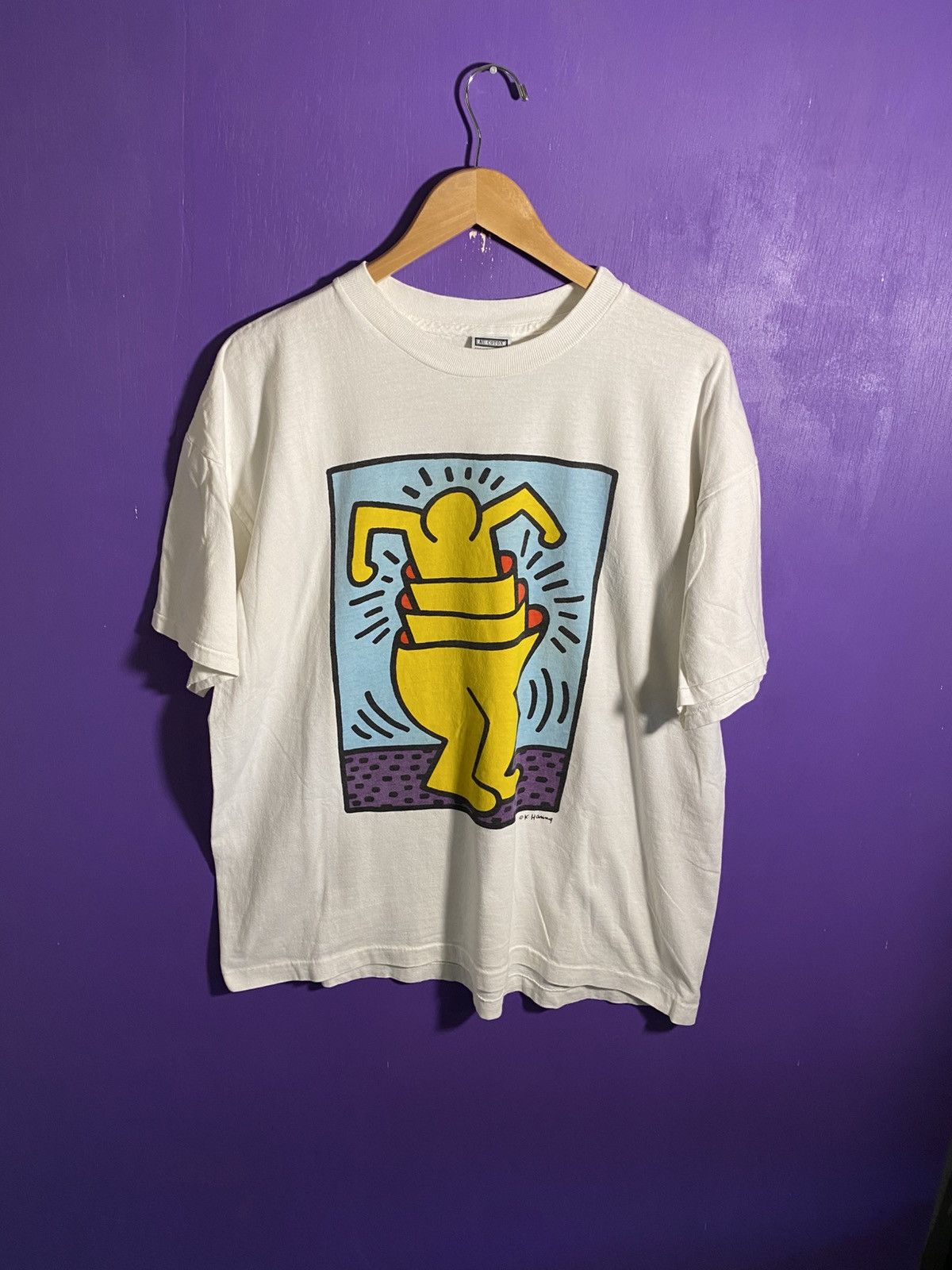 Keith Haring Vintage 90s Keith haring stacking up art tee Size US XL / EU 56 / 4 - 1 Thumbnail