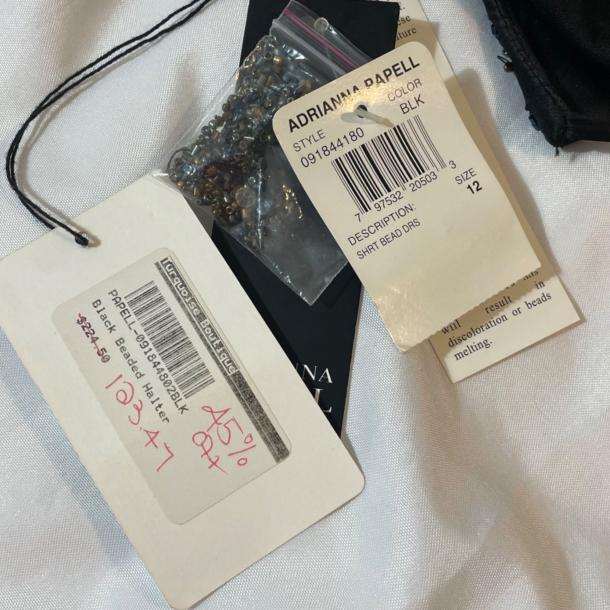 Adrianna Papell Adrianna Papell Black Beaded Halter Dress Size 12 Tags attac Size XL / US 12-14 / IT 48-50 - 4 Thumbnail