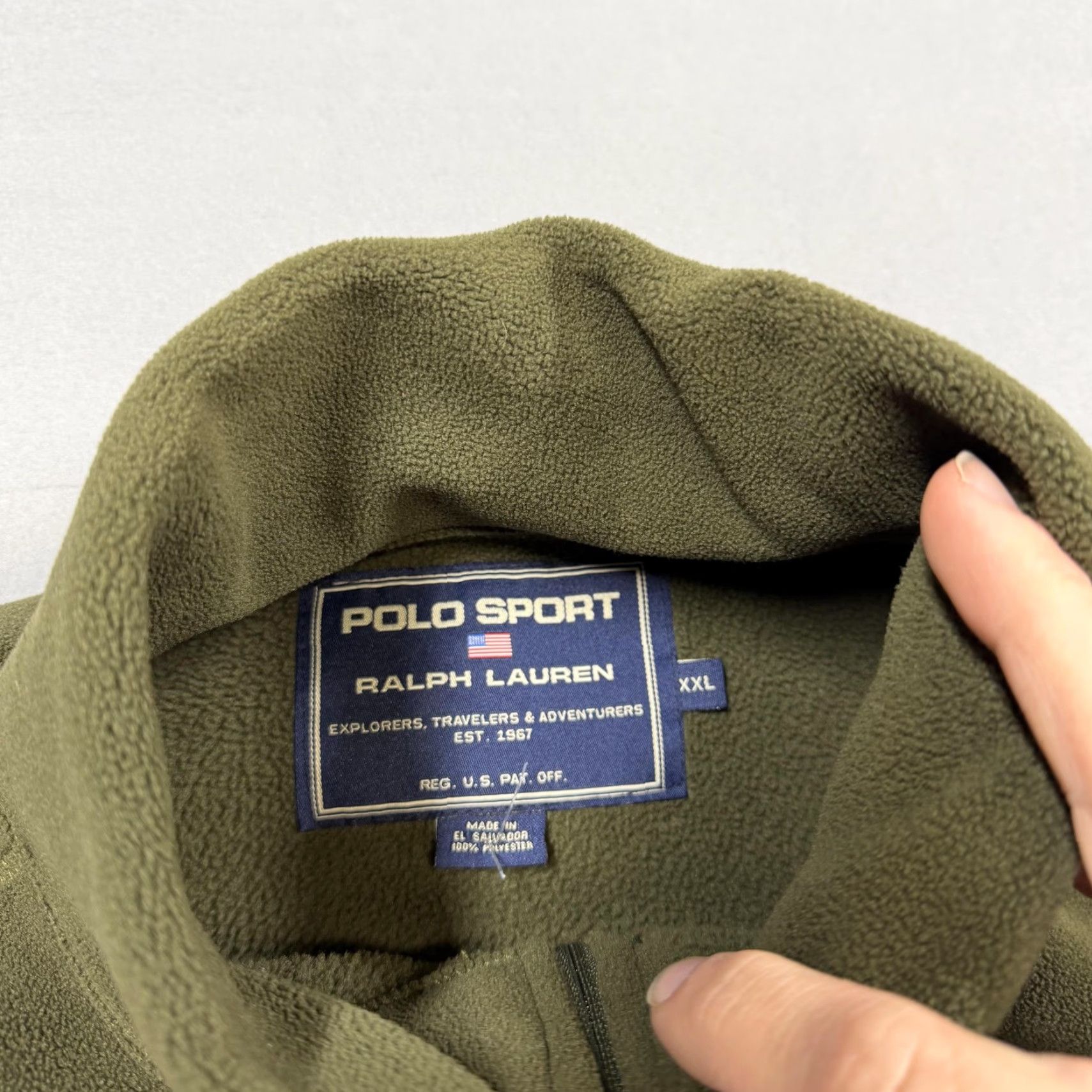 Ralph Lauren VINTAGE Polo Sport Ralph Lauren Pullover Mens 2XL Green 1/4 Zip Long Sleeve Mock Neck Zip Logo 100% Polyester Solid Activewear Casual Top Size US XXL / EU 58 / 5 - 3 Thumbnail