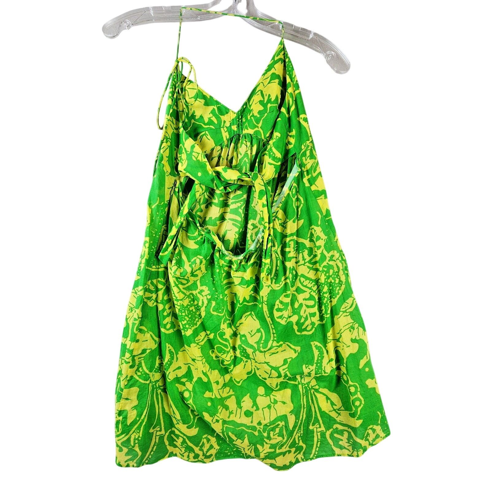 Tibi Tibi Tropical Floral Halter Top Green Yellow Ruched Bodice Size S / US 4 / IT 40 - 2 Thumbnail