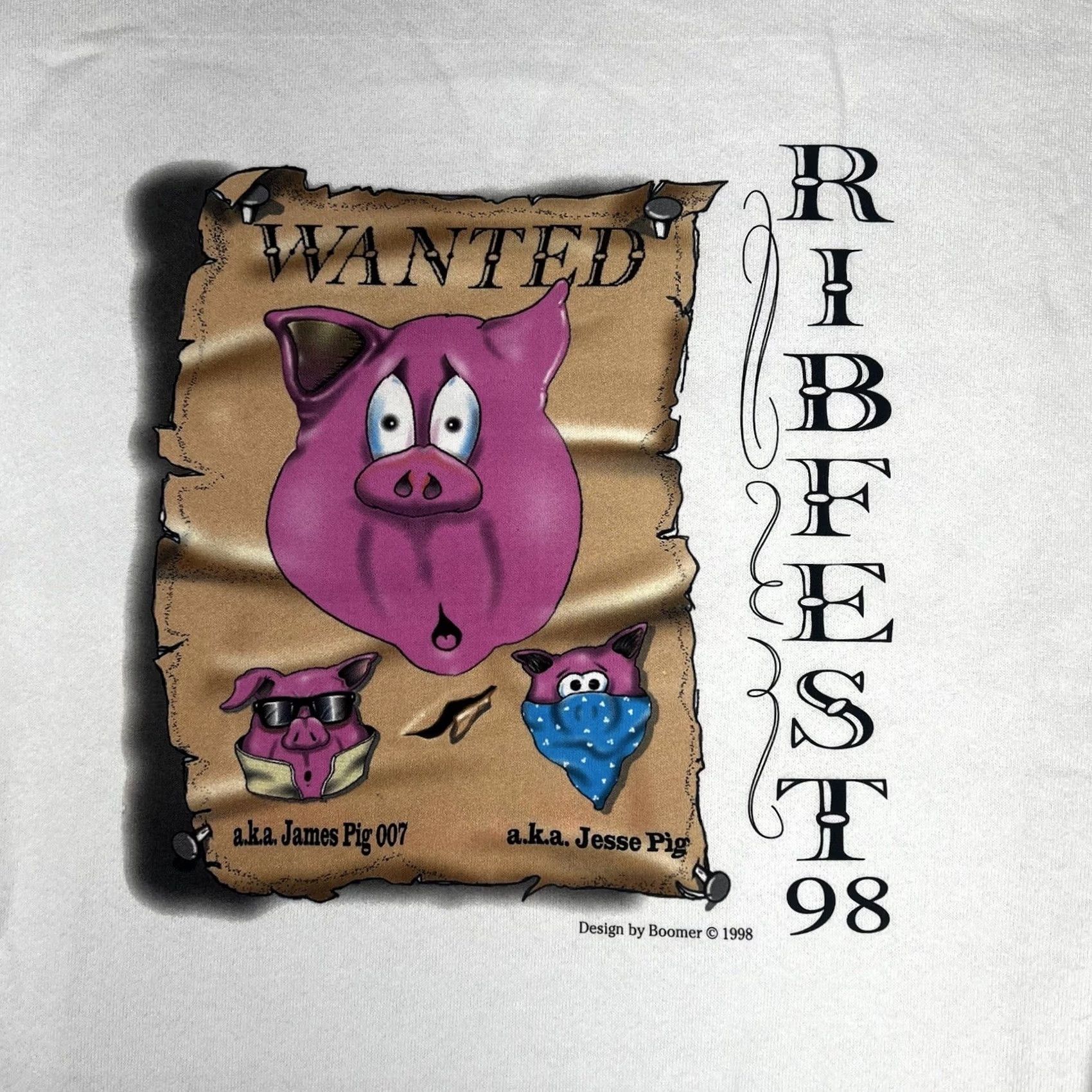 Fruit Of The Loom VINTAGE Pig Swine Ribfest 1998 Graphic Crewneck Sweatshirt 2XL Pullover White 90s Fruits Of The Loom Mens Size US XXL / EU 58 / 5 - 6 Thumbnail