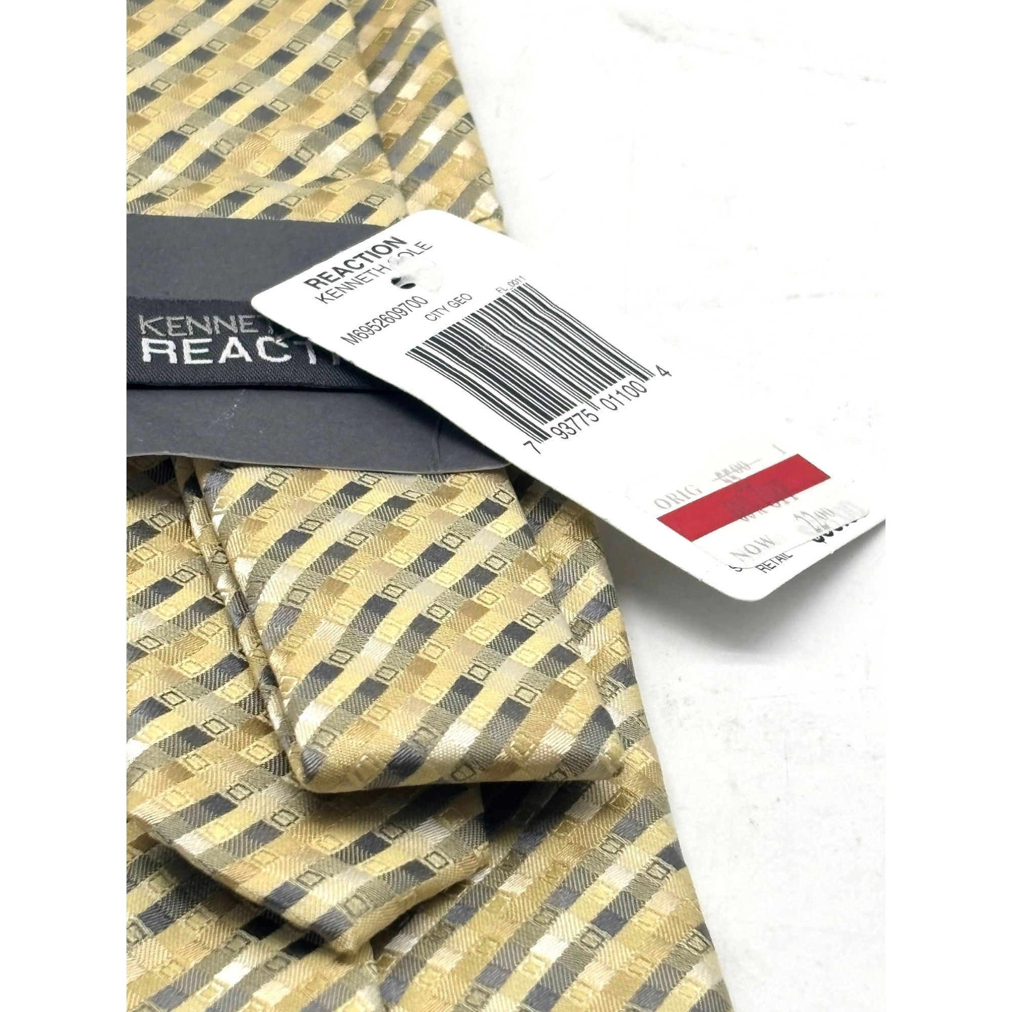 Other Kenneth Cole Reaction City Geo Men's Silk Necktie, Yellow, O Size ONE SIZE - 6 Thumbnail