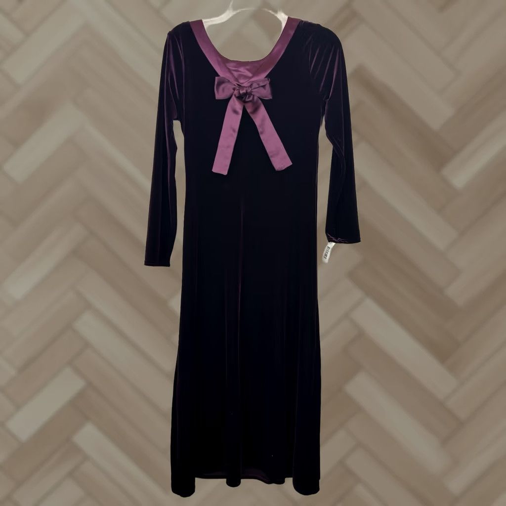 Velour Melodee Purple Velour Dress Midi Womens 10 Shift Casual Event Size L / US 10 / IT 46 - 1 Thumbnail