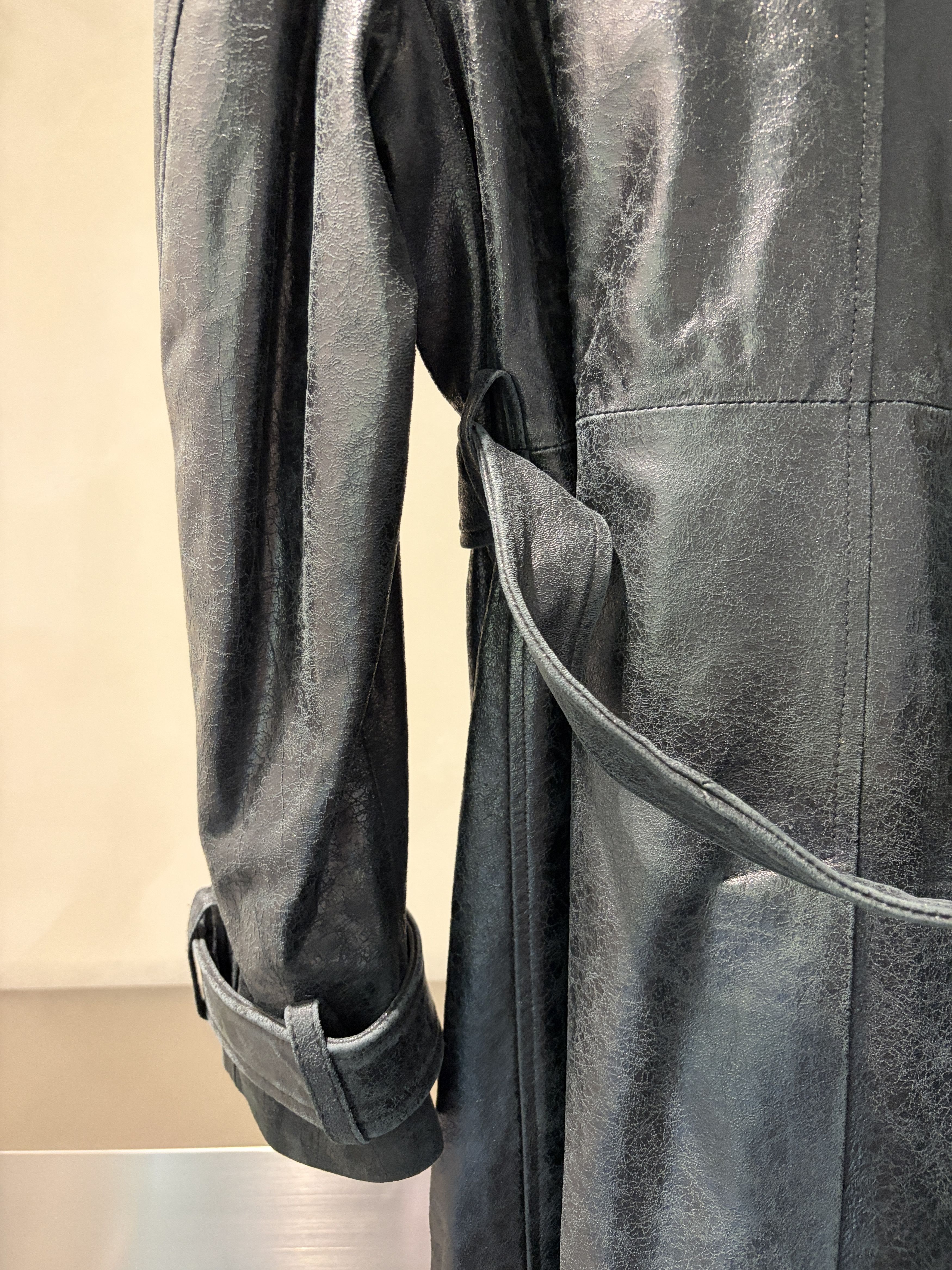 424 424 Paper Effect Distressed Leather Trench Coat Size US S / EU 44-46 / 1 - 13 Thumbnail