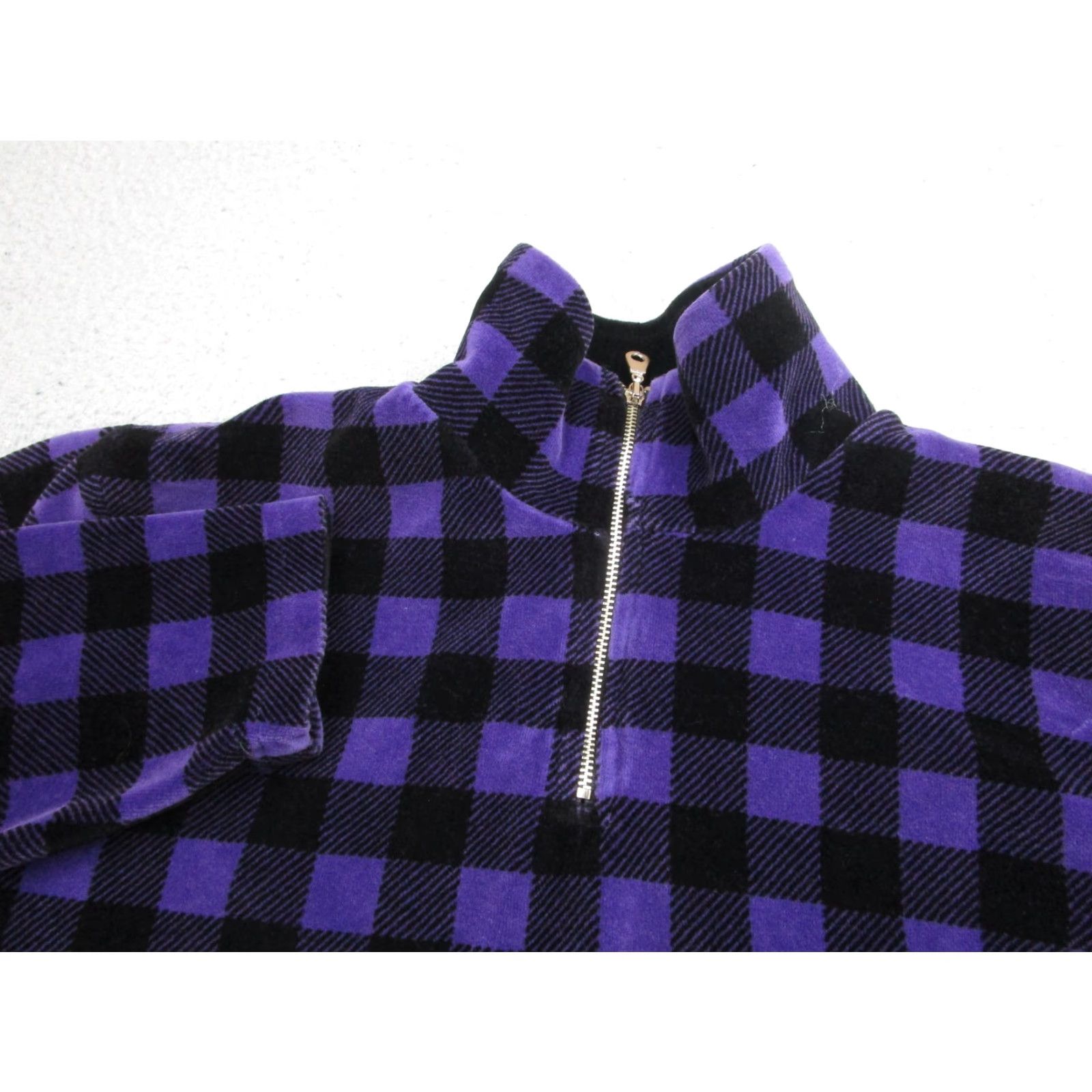 Velour York Harbor Pullover Womens M Purple Black Plaid 1/2 Zip Fleece Sweatshirt Velour Outdoor Classic Size M / US 6-8 / IT 42-44 - 3 Thumbnail