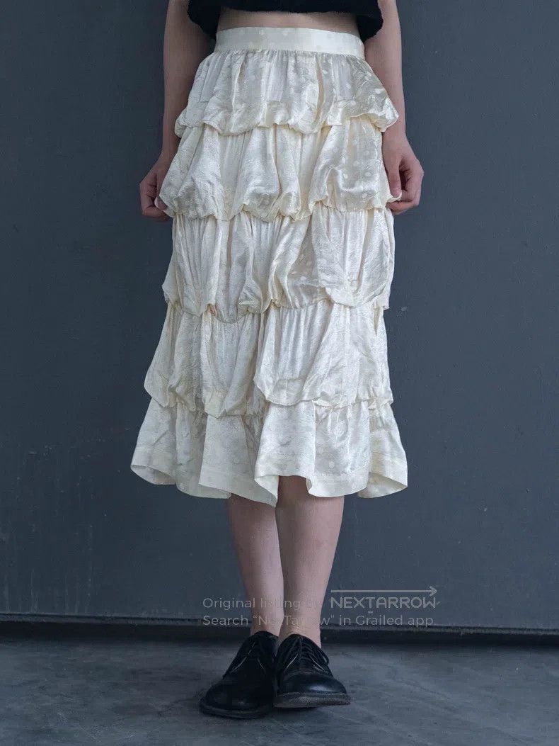 Comme des Garcons Comme Des Garcons size M Off-white polka dot satin tiered Size 23" - 1 Thumbnail
