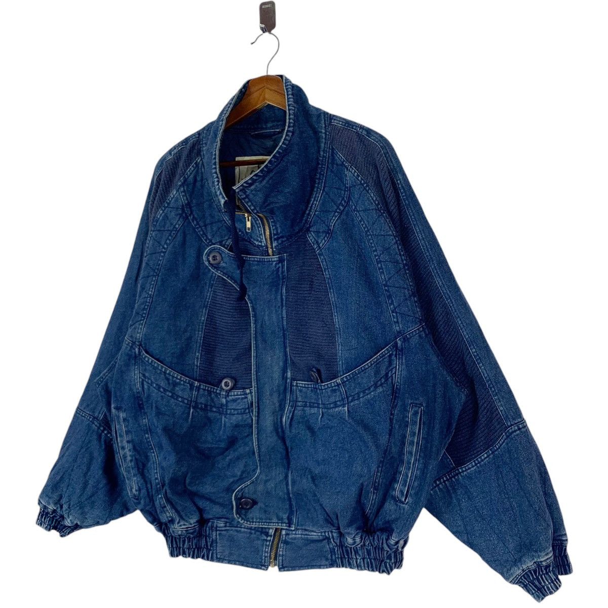 Issey Miyake × Vintage Vintage Berklyroad Denim Bomber Patch Work Jacket Size US L / EU 52-54 / 3 - 2 Thumbnail