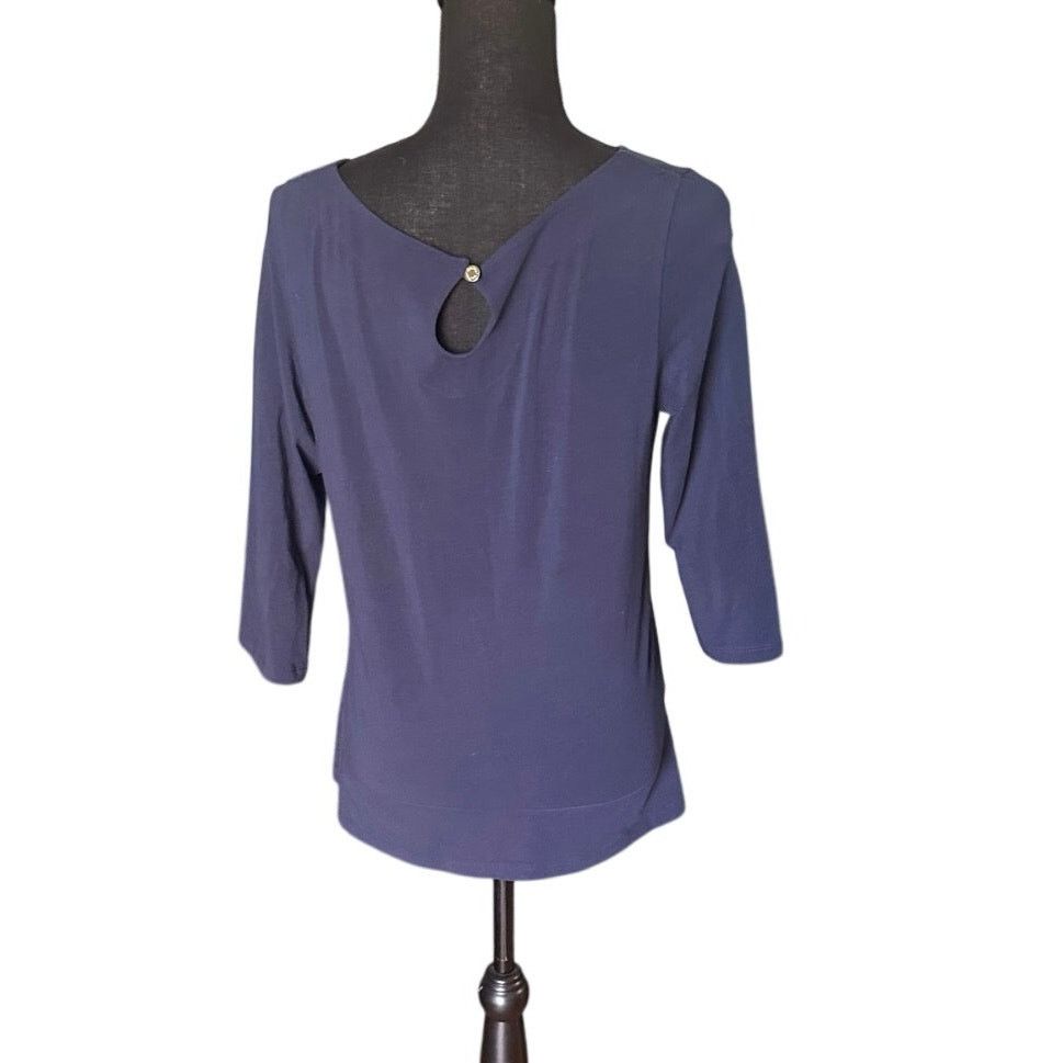 Lilly Pulitzer Lilly Pulitzer Navy Blue 3/4 Sleeve Tunic Top Size M Size M / US 6-8 / IT 42-44 - 5 Thumbnail