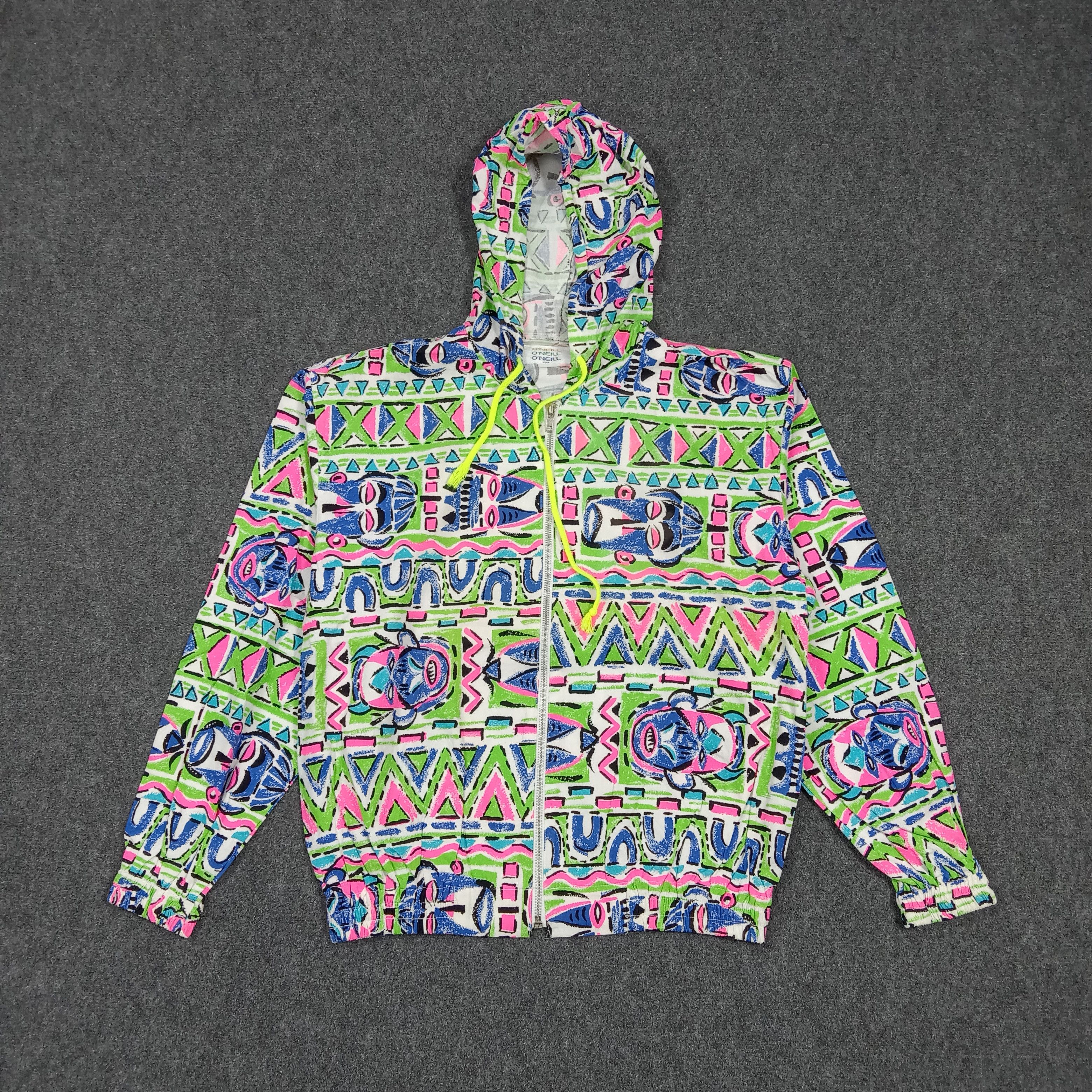 O'Neill Vintage 80s O'Neill Surf Neon Geometric Retro Jacket C282N1 Size US M / EU 48-50 / 2 - 1 Thumbnail