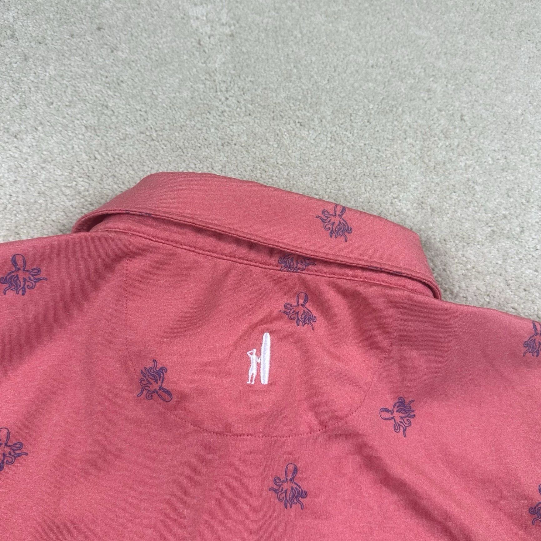 johnnie-O johnnie-O Polo Shirt Mens Large Pink Octopus AOP Stretch Golf Shirt Mens Regular Polo Size US L / EU 52-54 / 3 - 5 Thumbnail