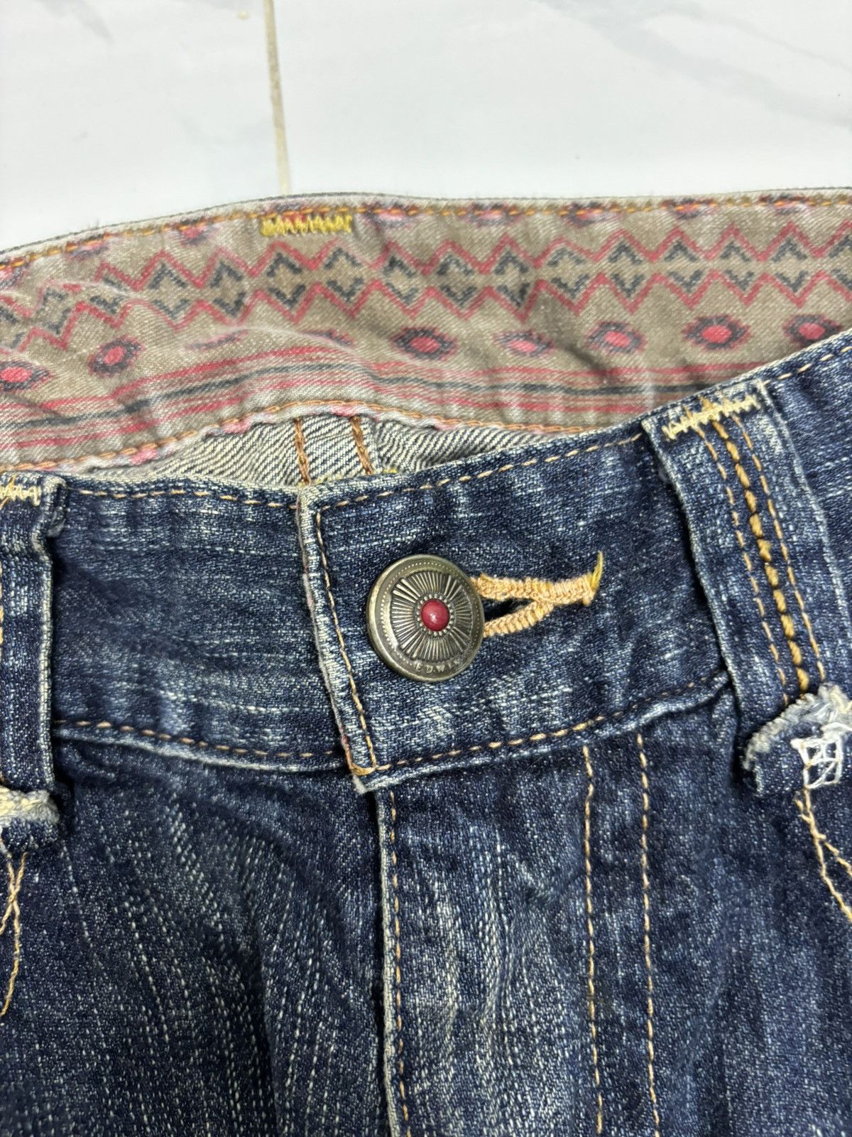Edwin × If Six Was Nine × Le Grande Bleu (L.G.B.) 🔥EDWIN EXCLUSIVE VINTAGE RUSTY MUD WASH BAGGY JEANS DISTRESS Size US 33 - 12 Thumbnail
