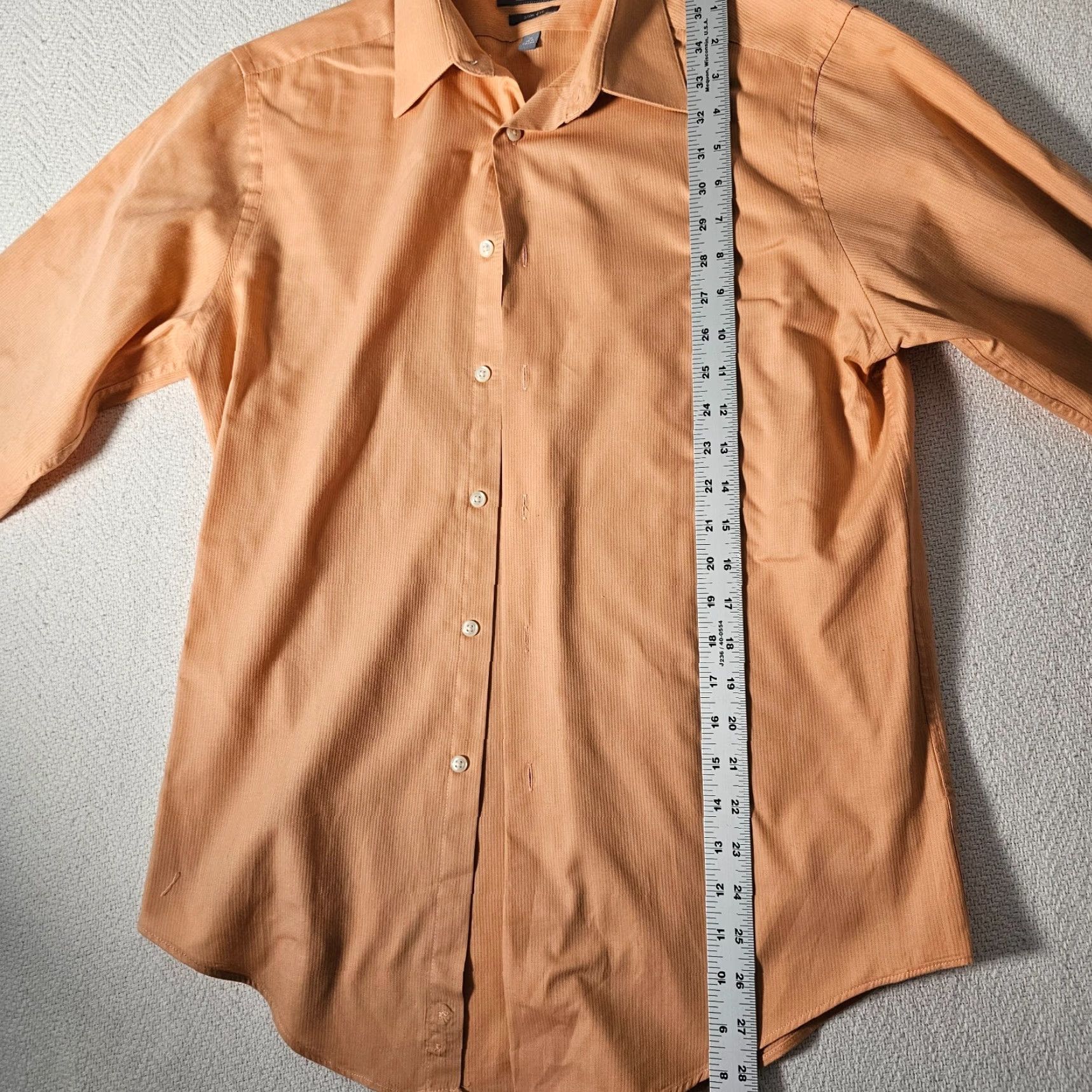 Madison Madison Dress Shirt Men's 15.5 Orange Slim Medium Button Up Collared Size US M / EU 48-50 / 2 - 3 Thumbnail