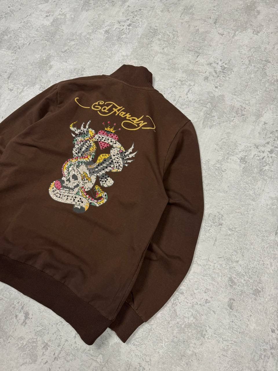 Ed Hardy Vintage Y2K Bedazzled Ed Hardy Brown Zip Up Sweatshirt Size M / US 6-8 / IT 42-44 - 8 Thumbnail