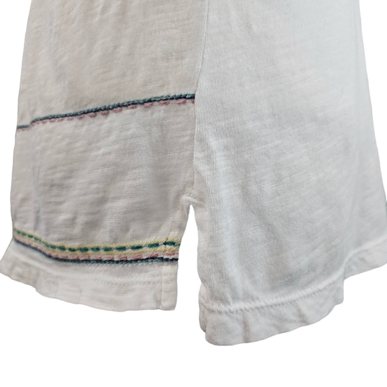 Loft Loft Multi-Color Stitch Embroidery Cotton Top Sz. S White Size S / US 4 / IT 40 - 4 Thumbnail