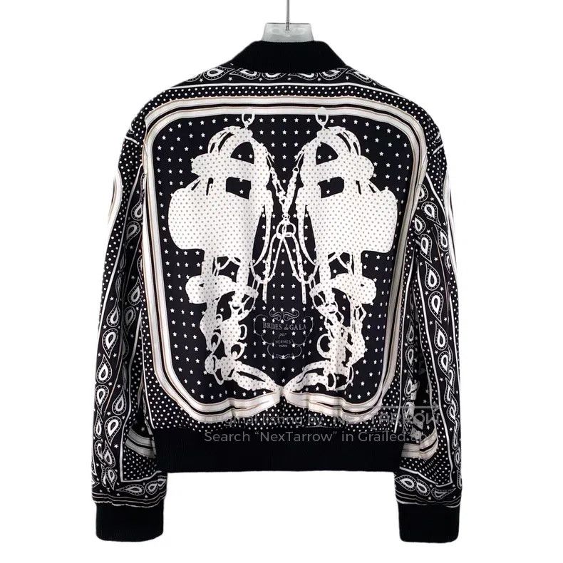 Hermes Hermes Black Polka Dot Pattern Printed Silk Long Sleeve Zi Size XS / US 0-2 / IT 36-38 - 2 Thumbnail
