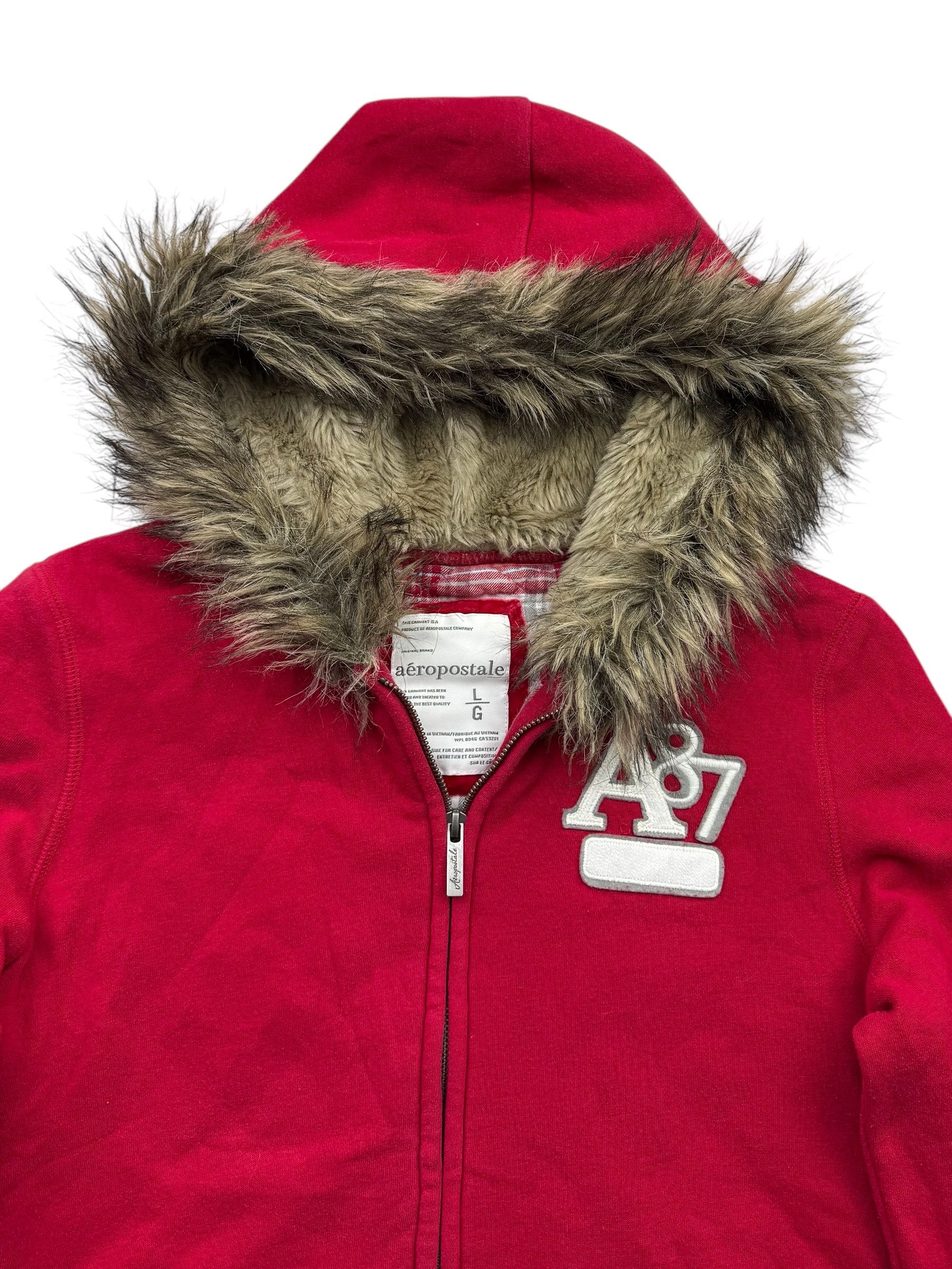 Aeropostale Y2K Hoodie Faux Fur Hood(V399) Size L / US 10 / IT 46 - 2 Thumbnail
