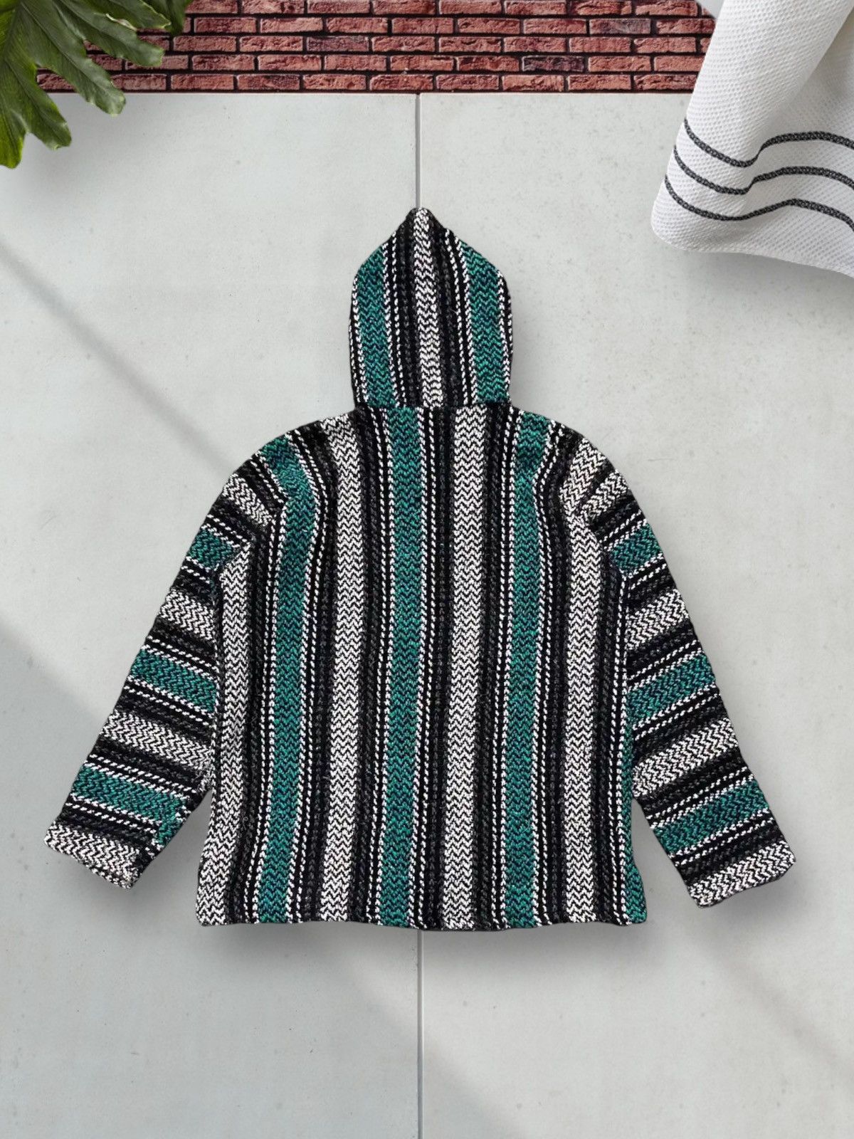 Vintage Baja Joe Hippie Striped Zip Up Knit Hoodie