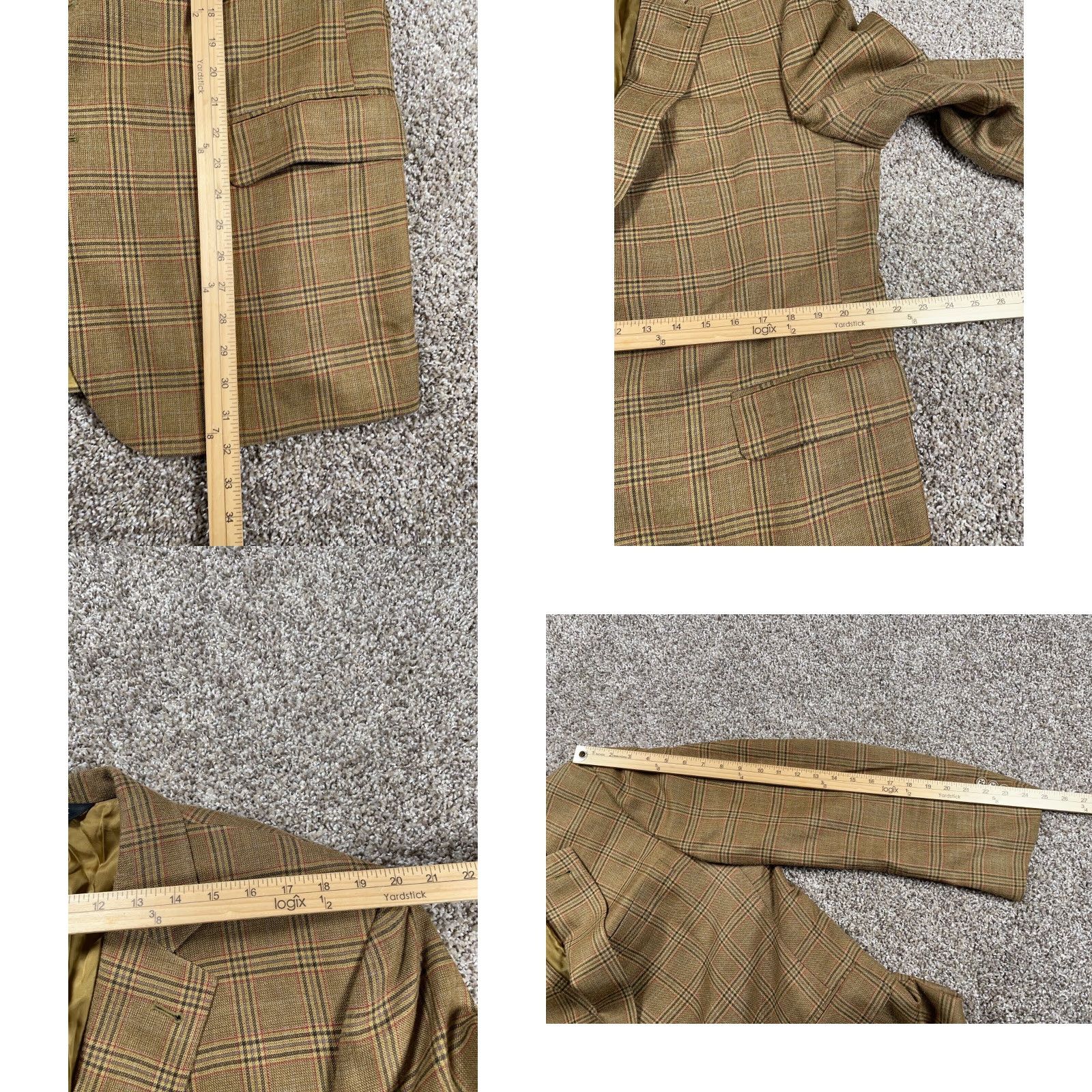 Jos. A. Bank Jos. A. Bank Brown Glen Plaid Blazer Men's 44 Regular Silk Wool Two-Button Single-Breasted Classic Preppy Size 44R - 8 Thumbnail
