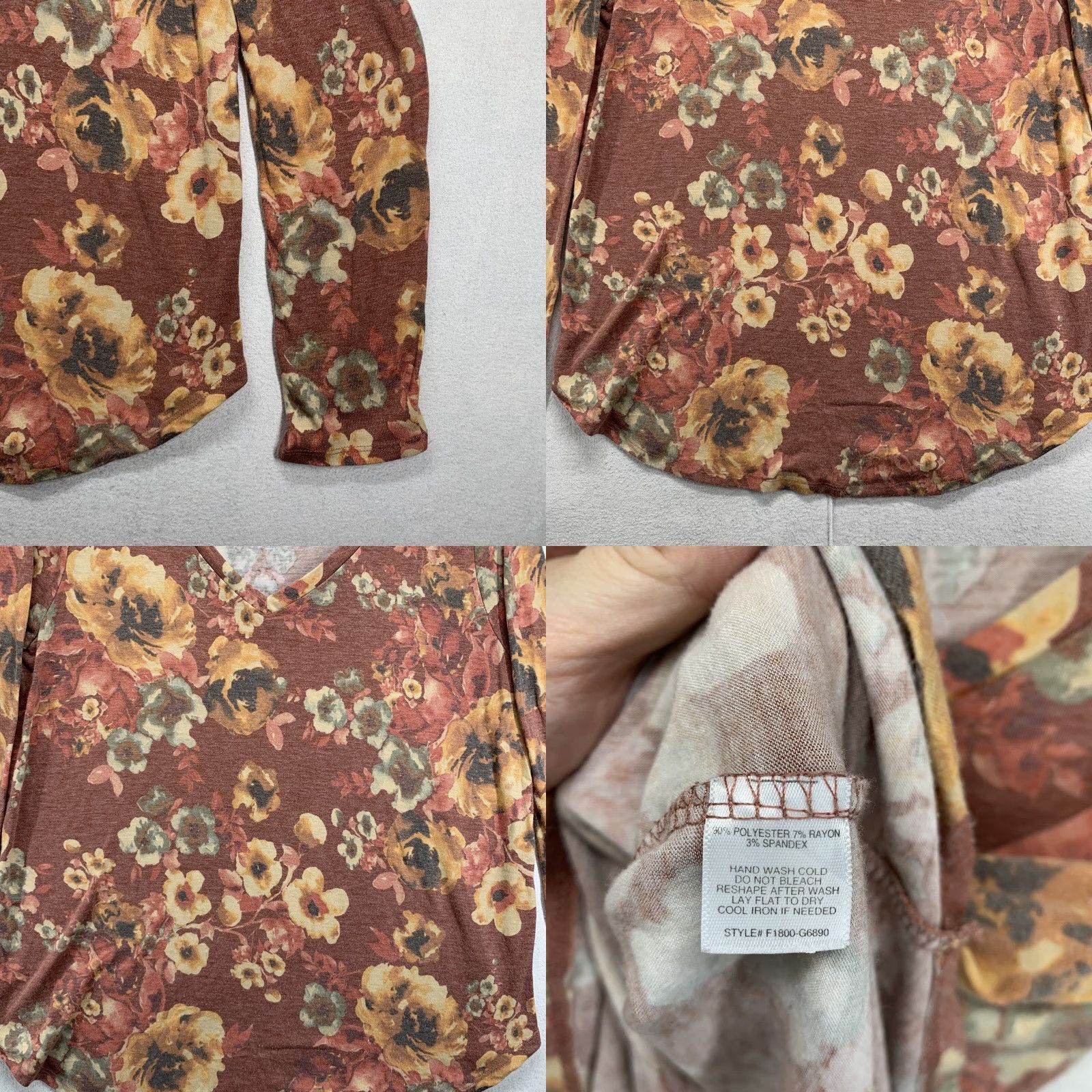 Vintage Femme By Tresics Floral Blouse Long Sleeve T Shirt Soft Stretch Large EUC Size L / US 10 / IT 46 - 8 Thumbnail