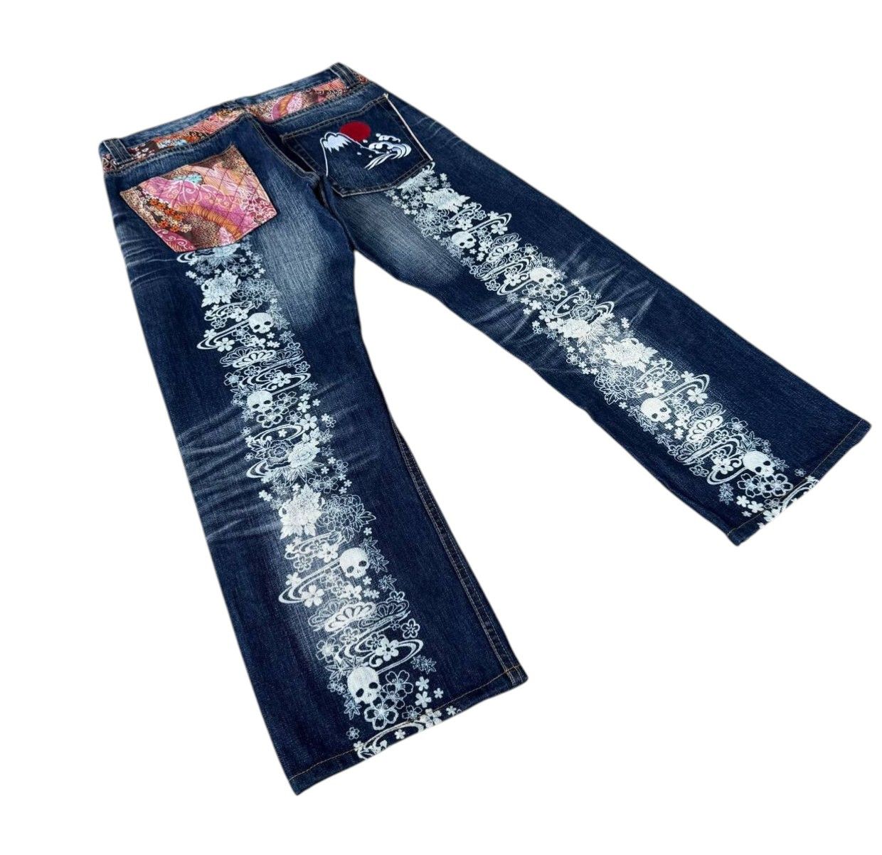 Japanese Brand RARE Namitatsu Redline Denim Ankle Cut-"Dokuro" Skull Tattoo Size US 30 / EU 46 - 1 Thumbnail