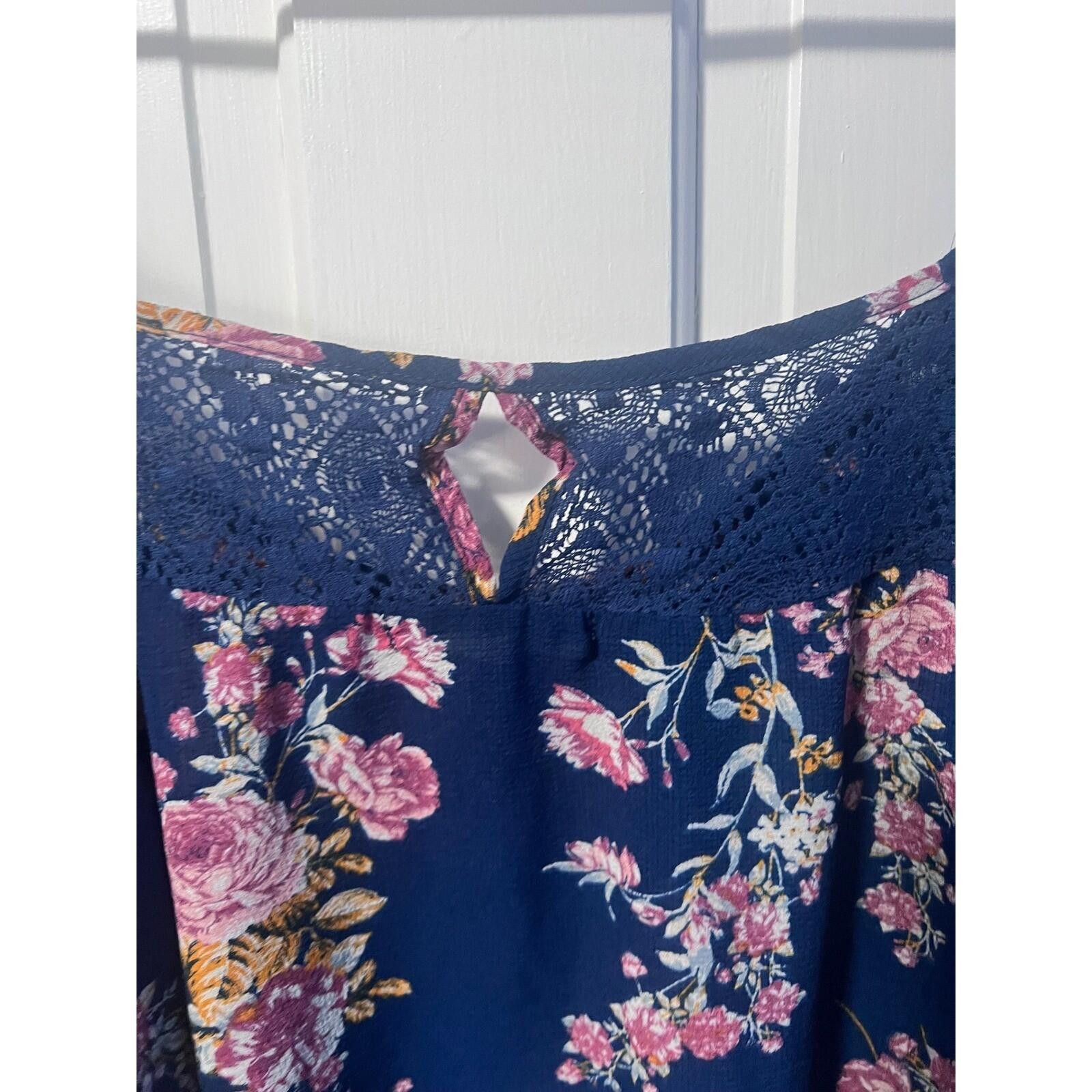 Reindee Lusion Rewind Floral Cold Shoulder Top Womens XL Navy Blue Exc Boho Size XL / US 12-14 / IT 48-50 - 4 Thumbnail