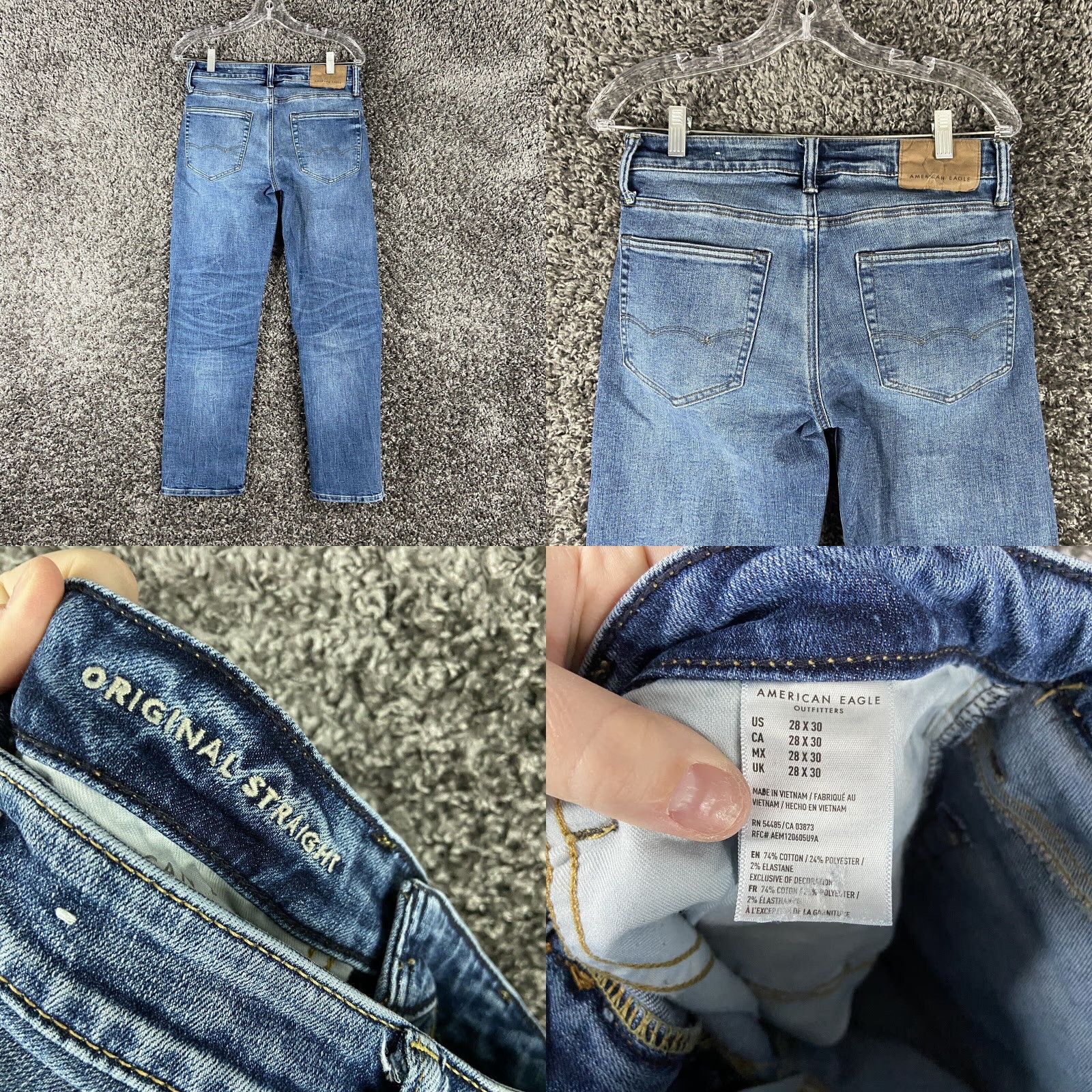 American Eagle Outfitters American Eagle Outfitters Next Level Stretch Original Straight Jeans 30x28 Blue Mens Size US 30 / EU 46 - 8 Thumbnail
