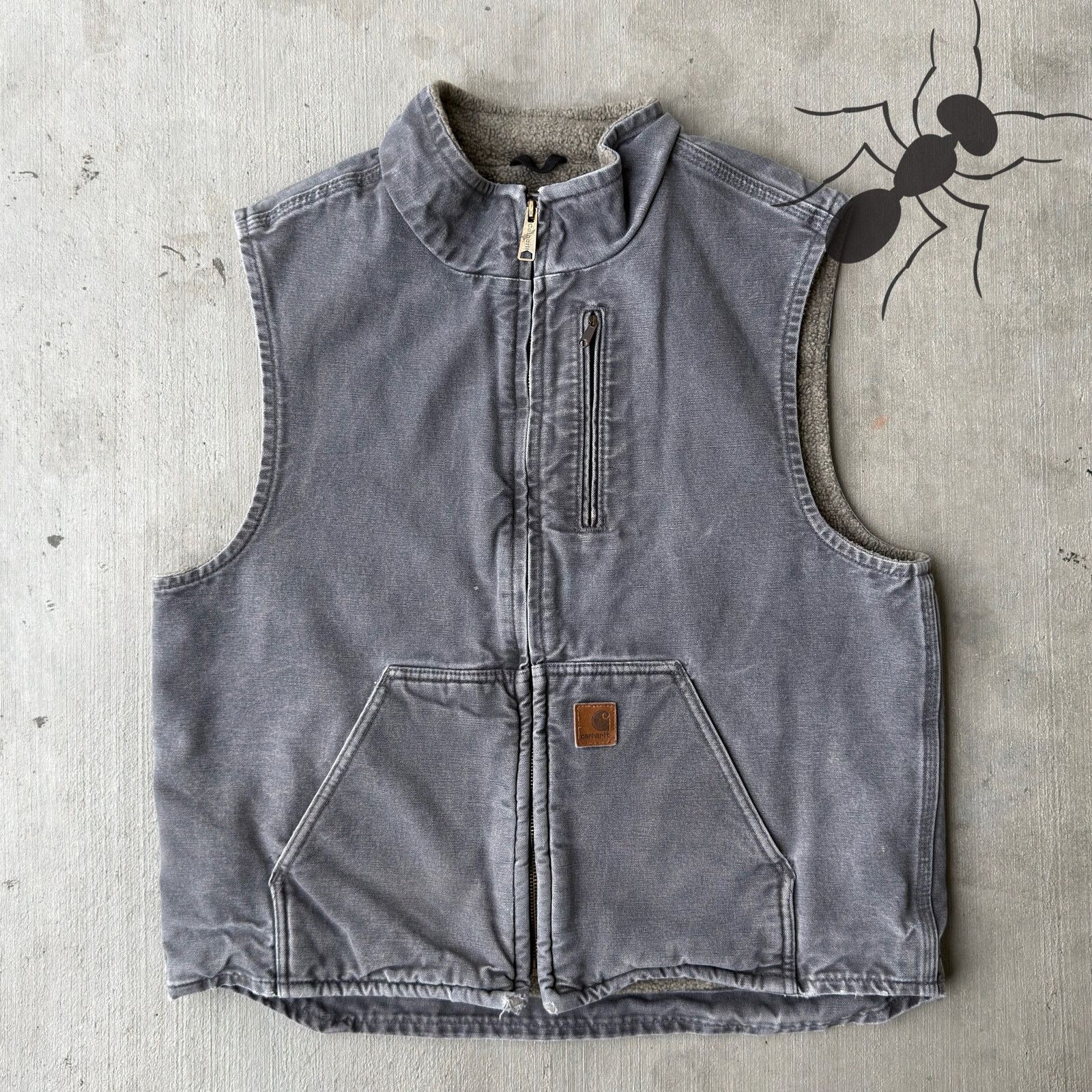 Carhartt × Vintage Carhartt V33 GVL gray Sherpa work wear vest Size US L / EU 52-54 / 3 - 1 Thumbnail