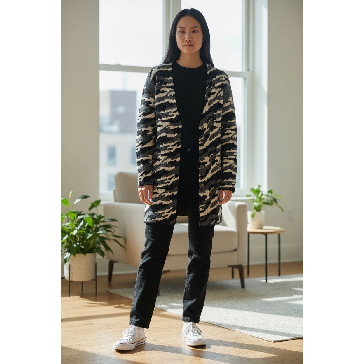 Diane von Furstenberg DVF (diane von furstenberg) Grey Camo Cardigan - Small Size S / US 4 / IT 40 - 2 Thumbnail