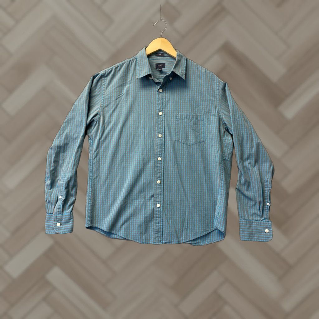 J.Crew VINTAGEJ. Crew Button-Down Shirt Men’s L Turquoise Gray Plaid Slim /0126 Size US L / EU 52-54 / 3 - 1 Thumbnail