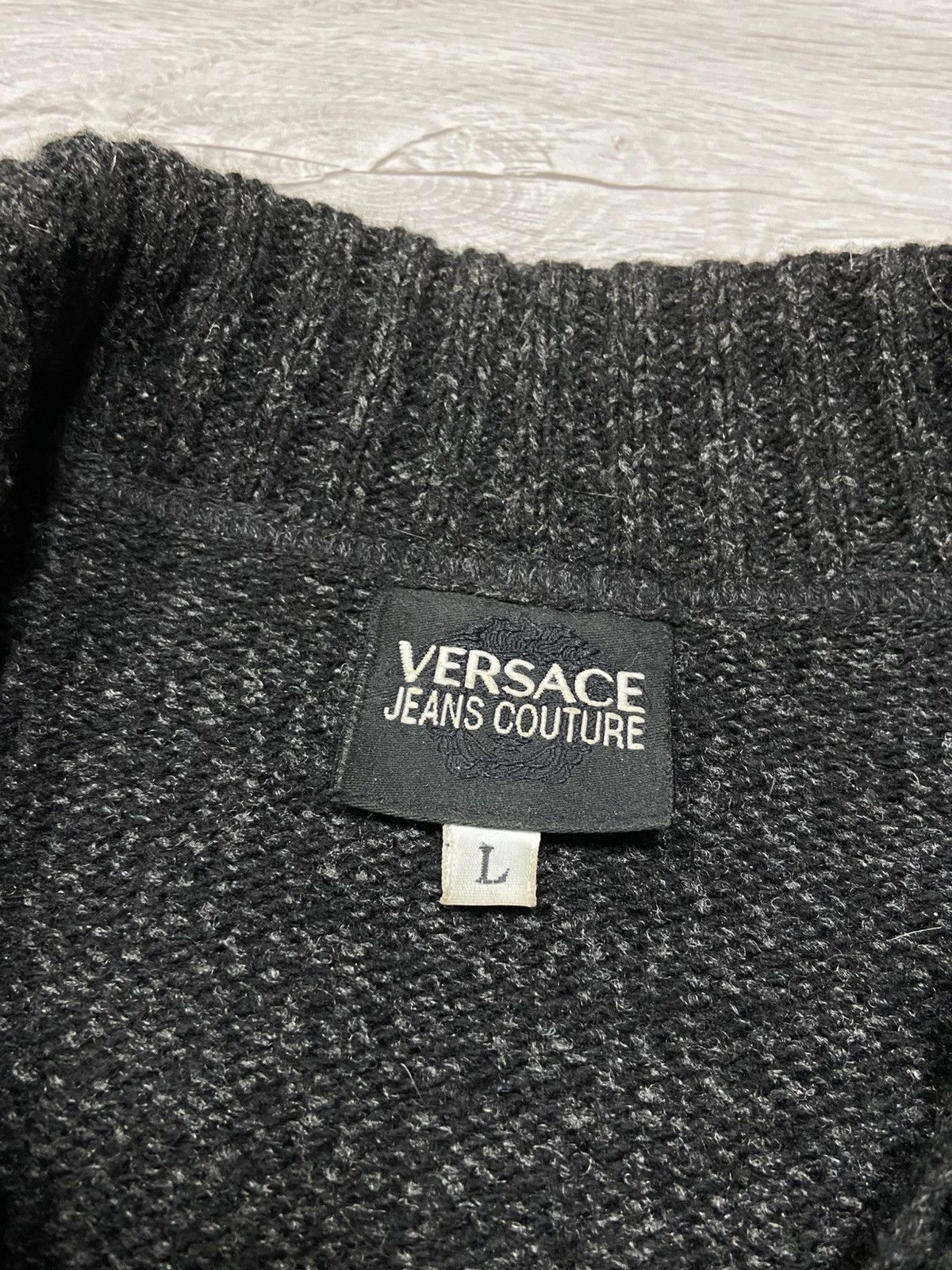 Versace × Versace Jeans Couture × Vintage Versace big logo 1/4 zip wool sweater vintage knitted Size US M / EU 48-50 / 2 - 5 Thumbnail
