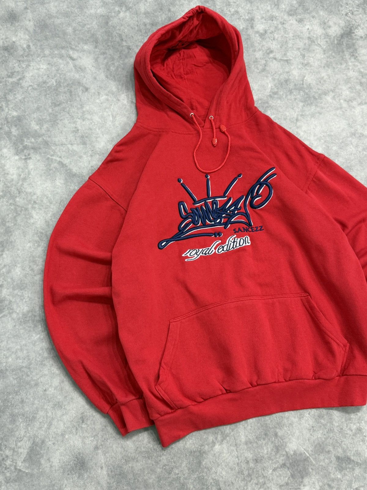 Jnco type boxy hoodie sancezz hip hop rap swag spellout logo