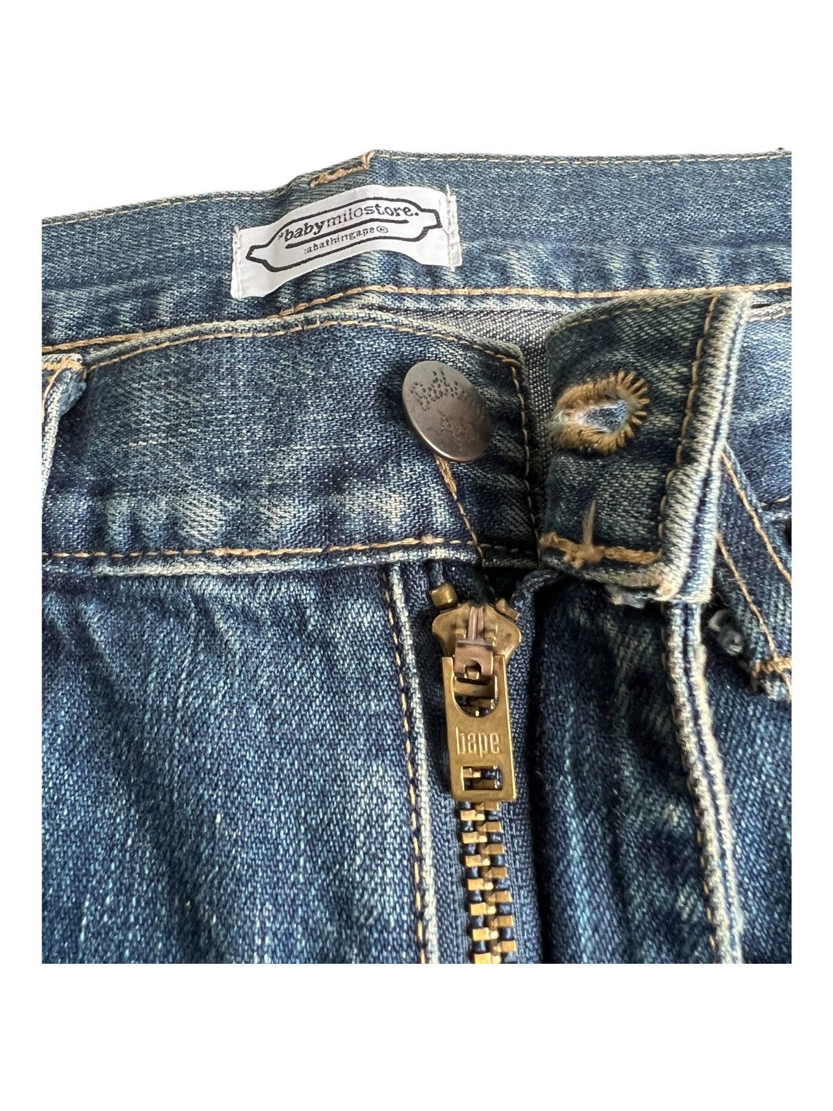 Bape Vintage Bape Baby Milo Sad Face Logo Baggy Denim Jeans Size US 34 / EU 50 - 8 Thumbnail