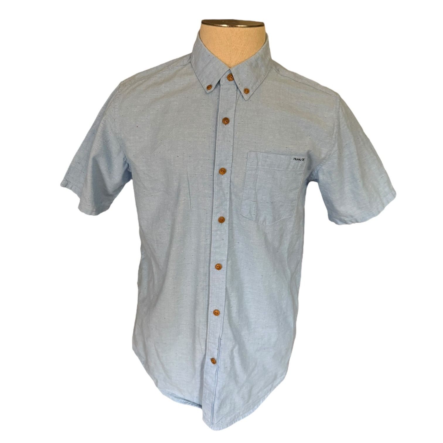 Hurley Hurley Men's Blue Cotton Button Front Shirt Size Medium Size US M / EU 48-50 / 2 - 1 Thumbnail
