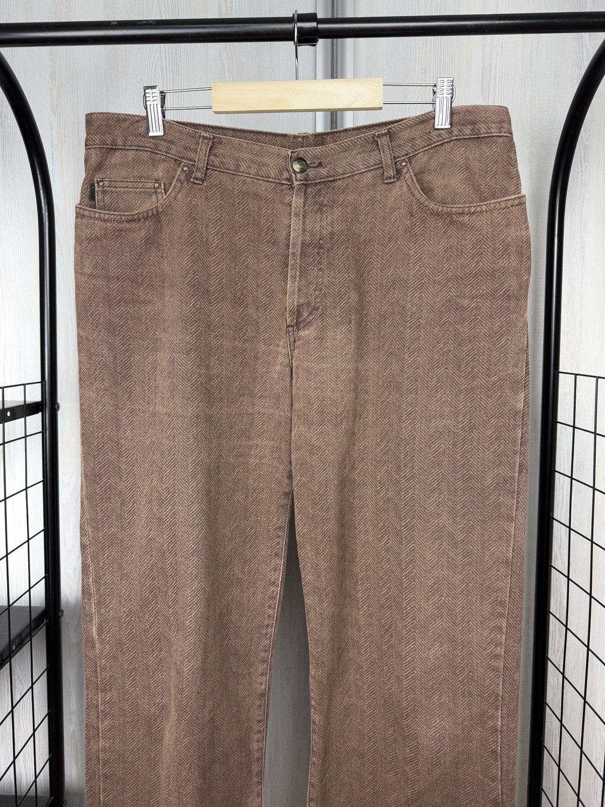 Just Cavalli Just Cavalli Herringbone Cotton Brown Denim Pants Size US 36 / EU 52 - 3 Thumbnail