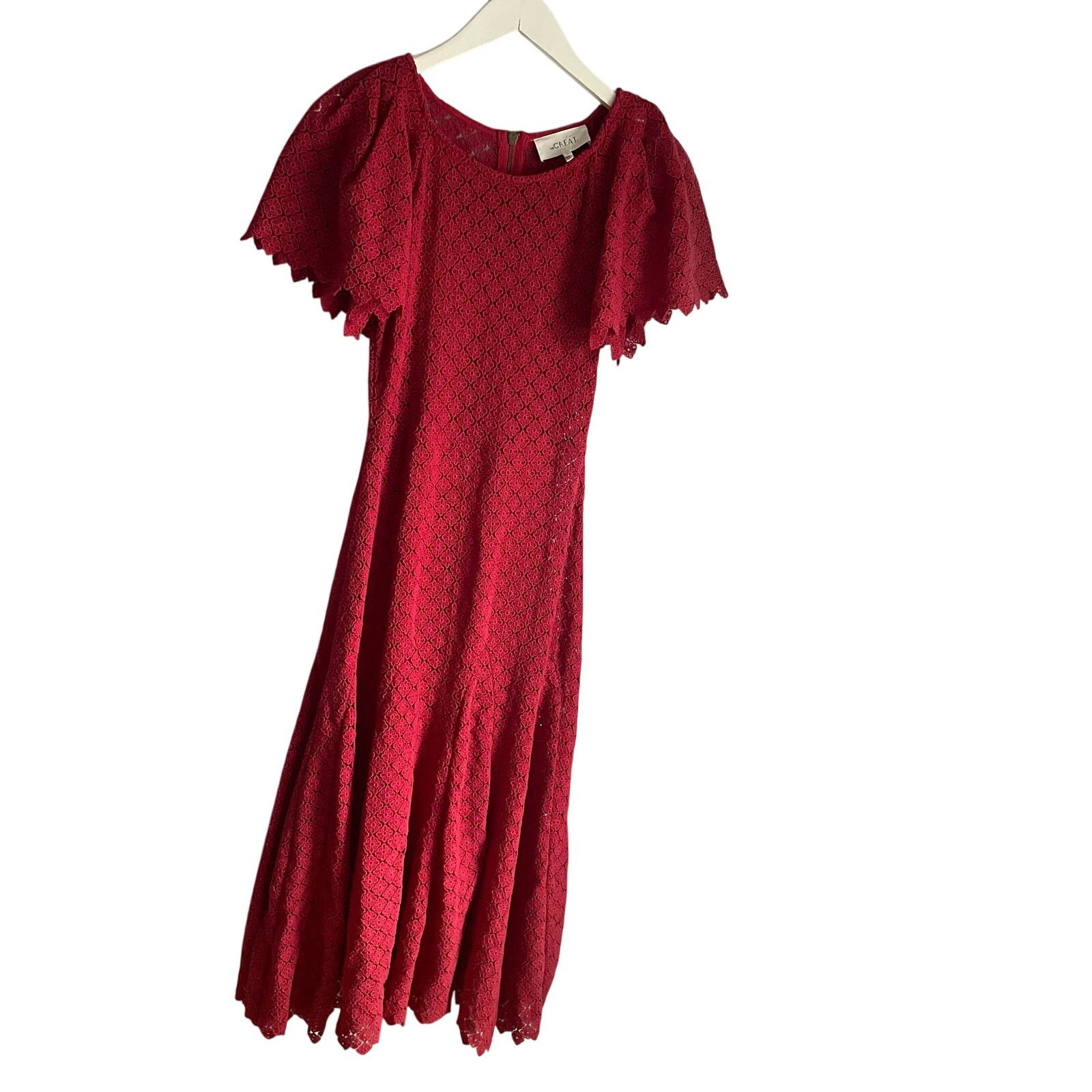 The Great. The Harmony Lace Midi Dress Red Cottagecore sz 0