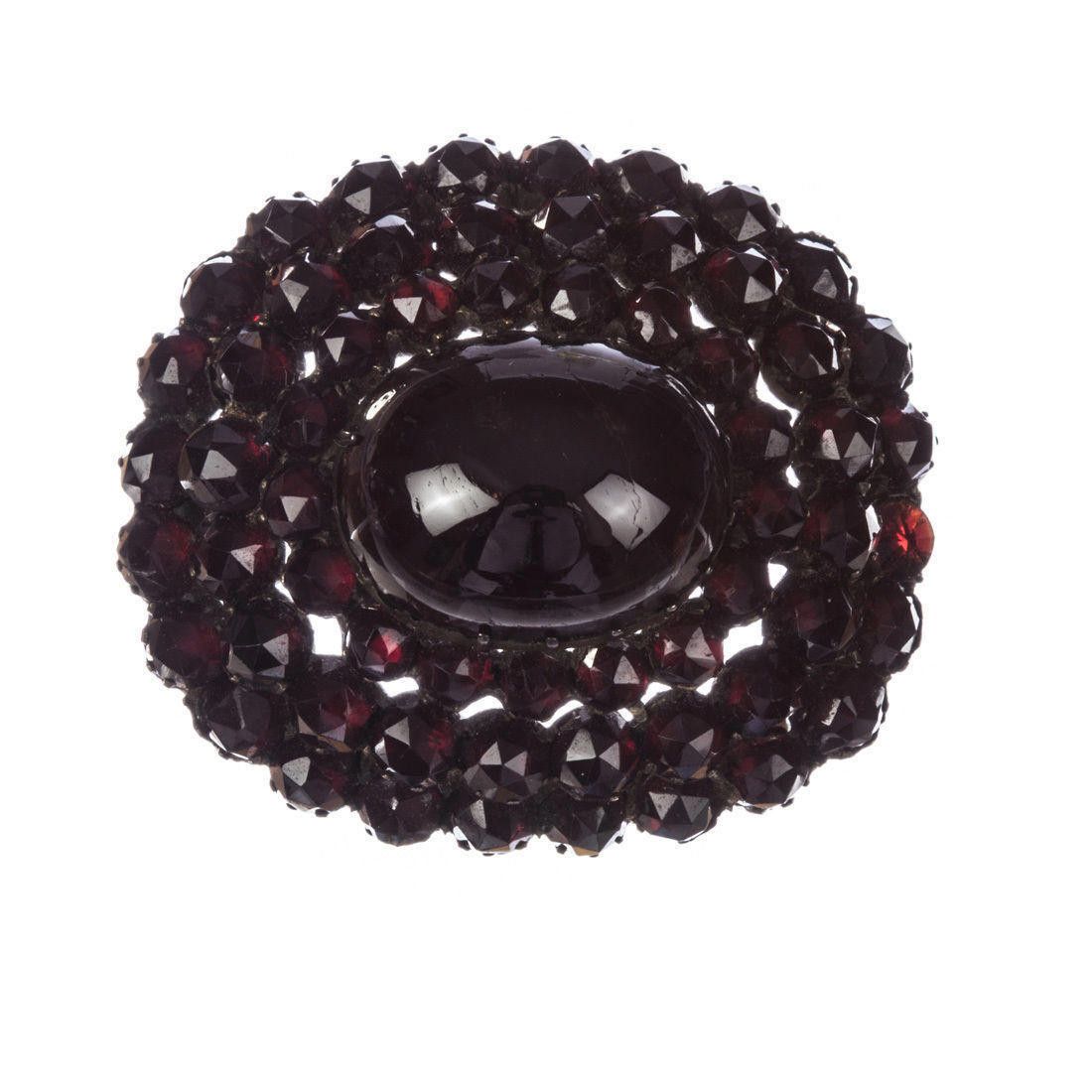 Designer Gold Gilt Bohemian Red Garnet Cabochon and Rose Cut Garnet Size ONE SIZE - 1 Thumbnail