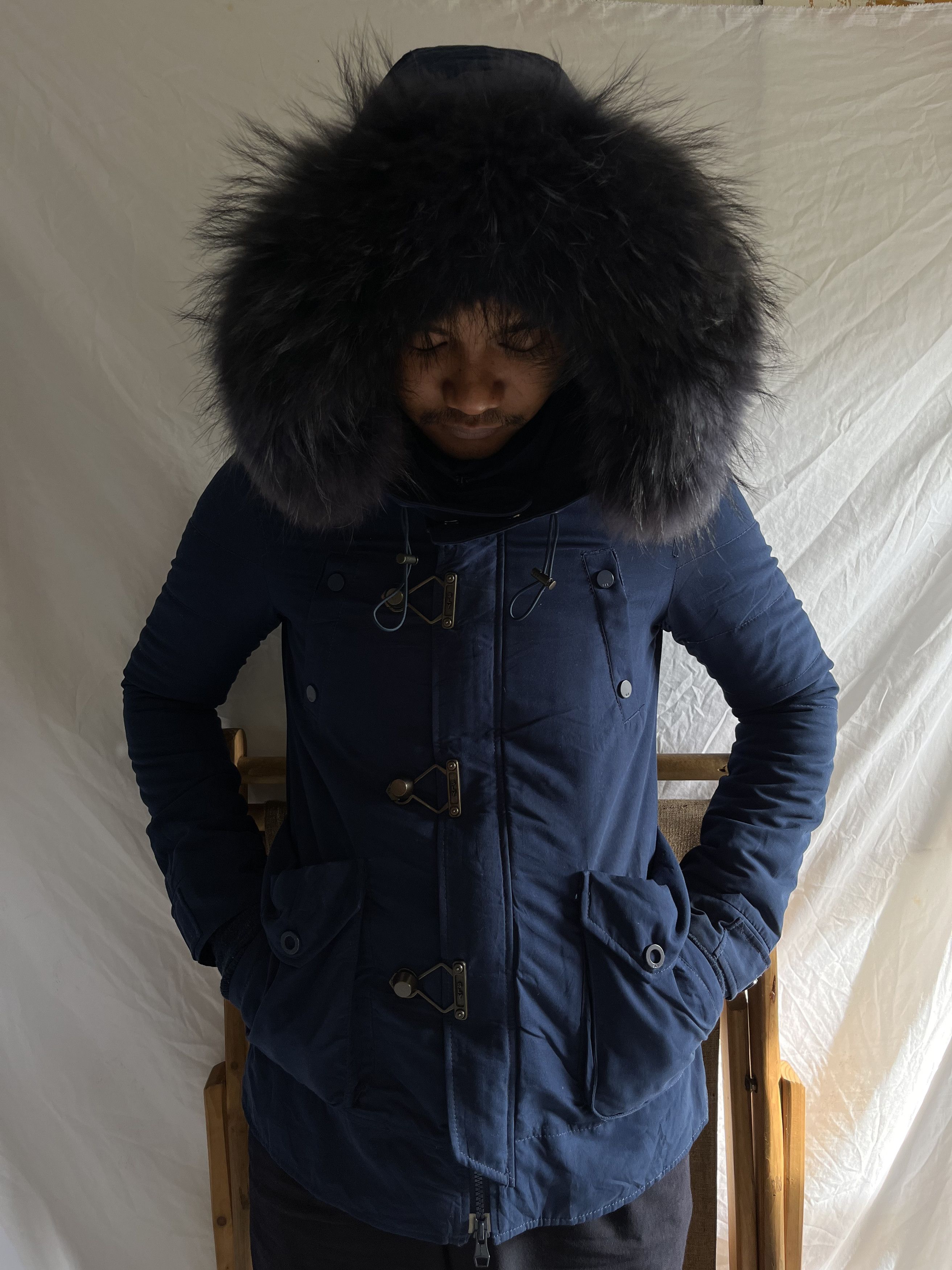 SLY Japanese Brand Fur Raccoon Jacket Thumb Hole Design