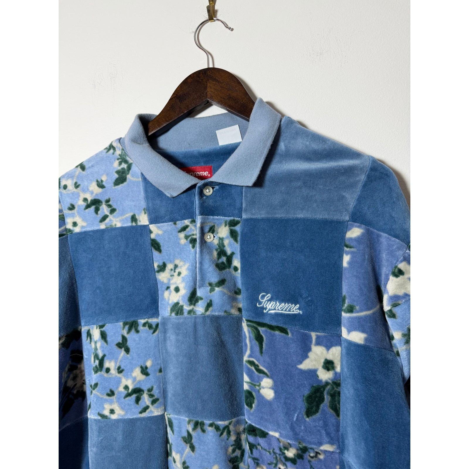 Supreme Floral Patchwork Velour L/S Polo