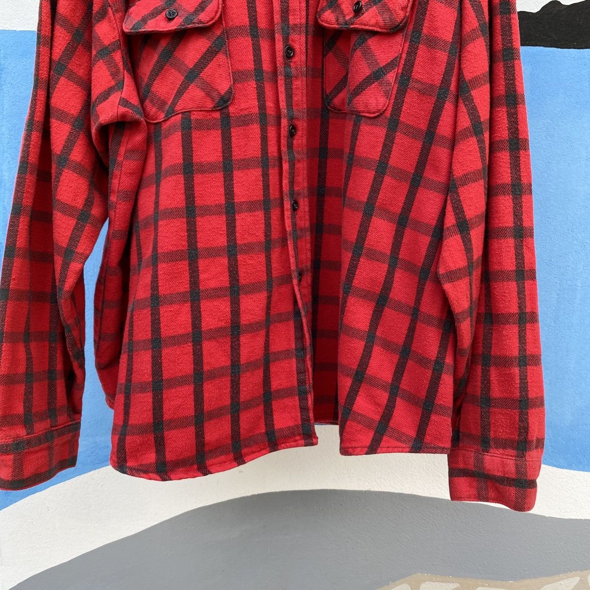 FiveBrother × Vintage FIVE BROTHER Red & Black Plaid Long-Sleeve Shirt. Size US XXL / EU 58 / 5 - 5 Thumbnail