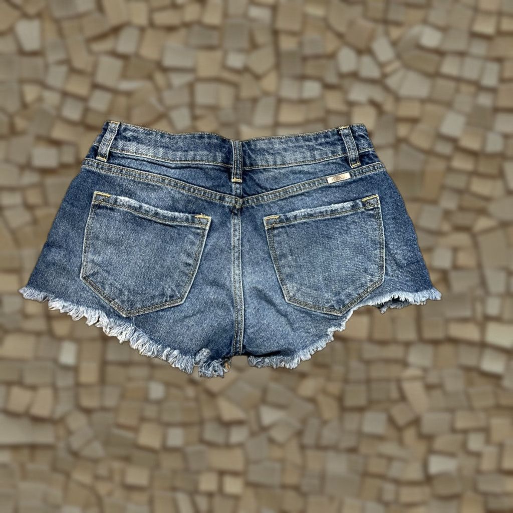 Vintage KanCan Shorts Women S Blue Denim Frayed Hem Button Fly Casual Modern 2.0 in. Inseam Regular Size 28" / US 6 / IT 42 - 1 Thumbnail