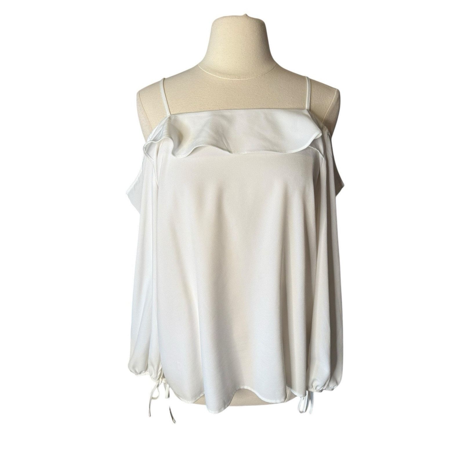 Other Collective Concepts Cold Shoulder Flutter Blouse White Size XL / US 12-14 / IT 48-50 - 1 Thumbnail