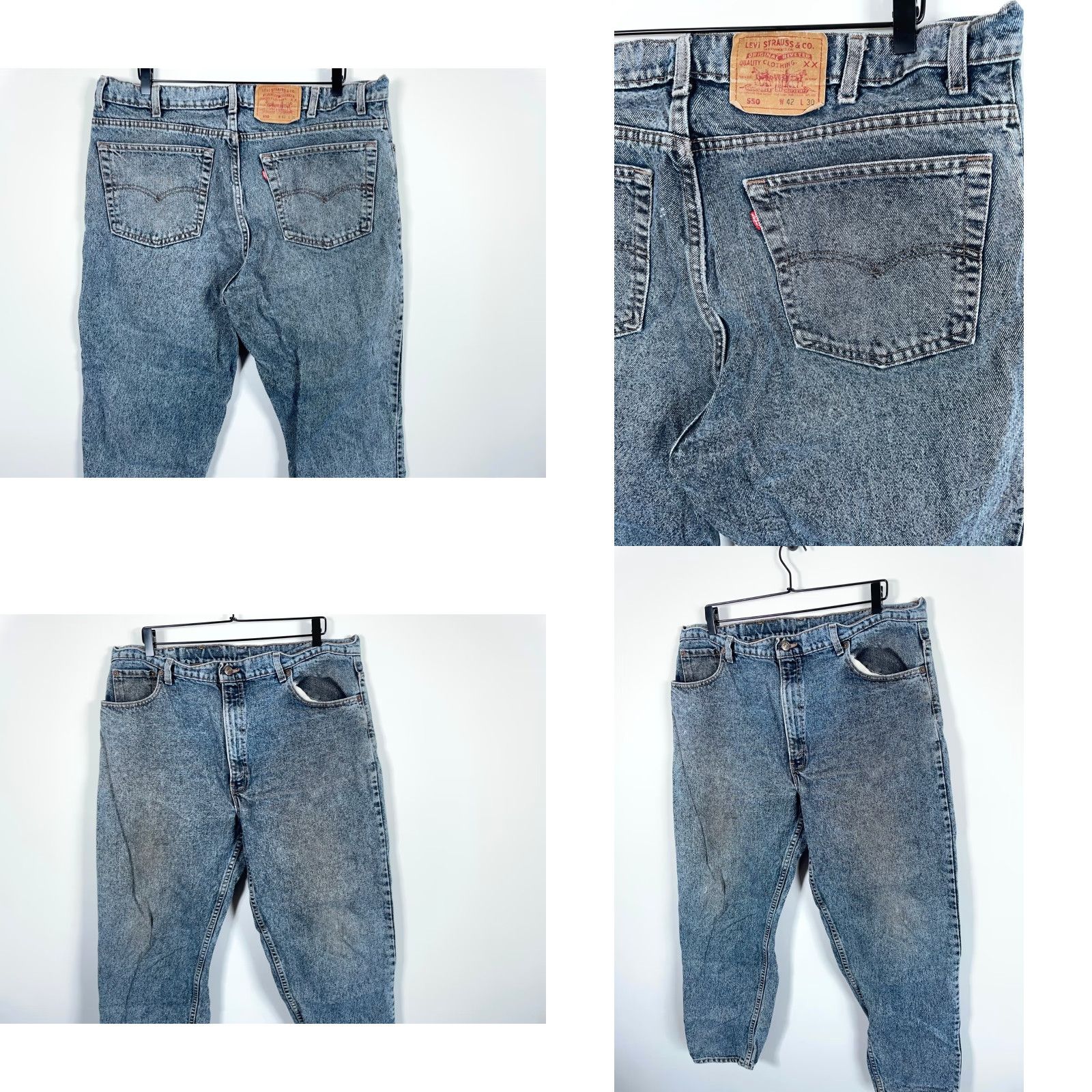 Levi's VINTAGE Levi's 550 Jeans Mens 40 x 29 Acid Wash Blue Denim USA Made Slim Tapered 80s 90s Grunge Retro Classic Mens Size US 40 / EU 56 - 9 Thumbnail